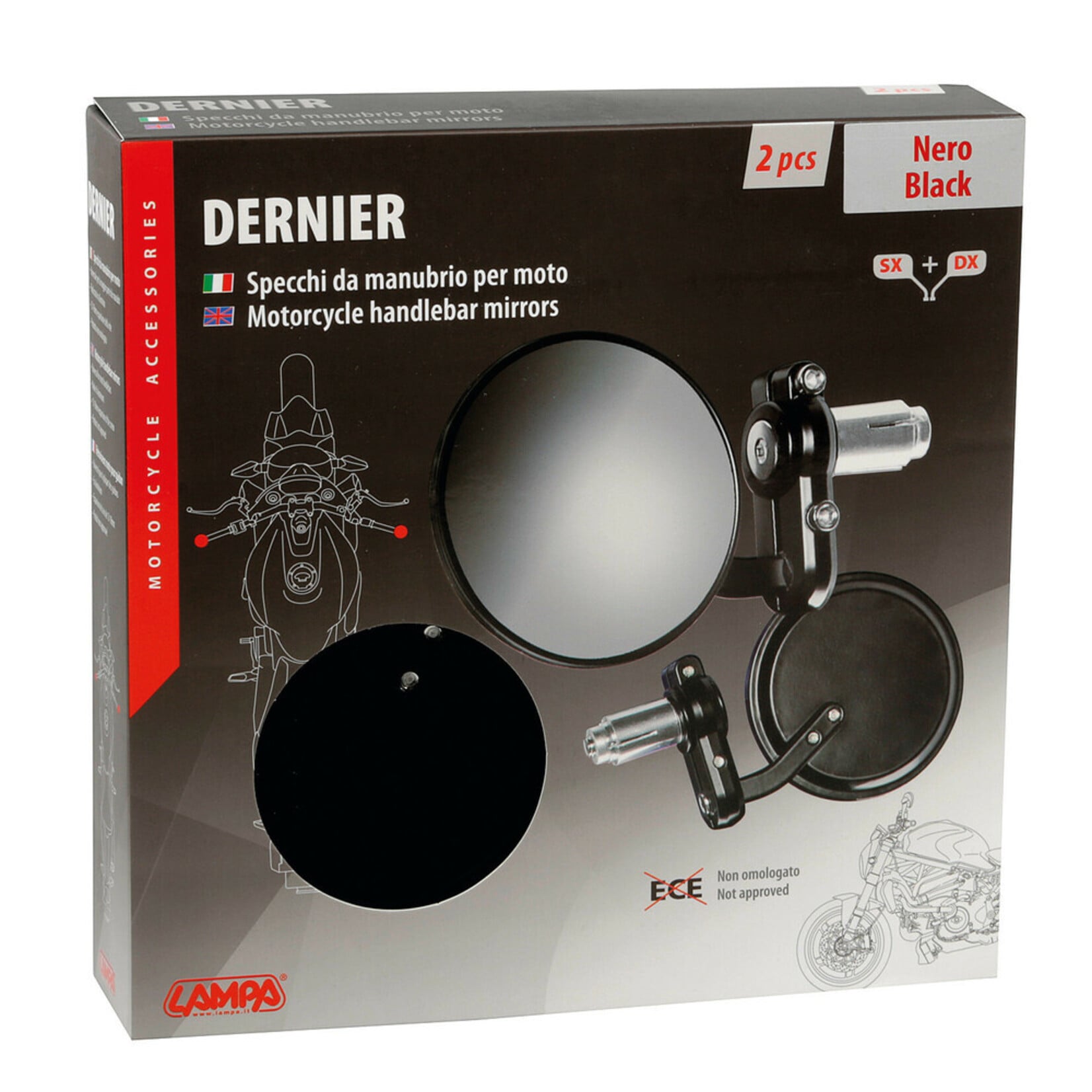 Lampa Dernier, pair of rearview mirrors - Black