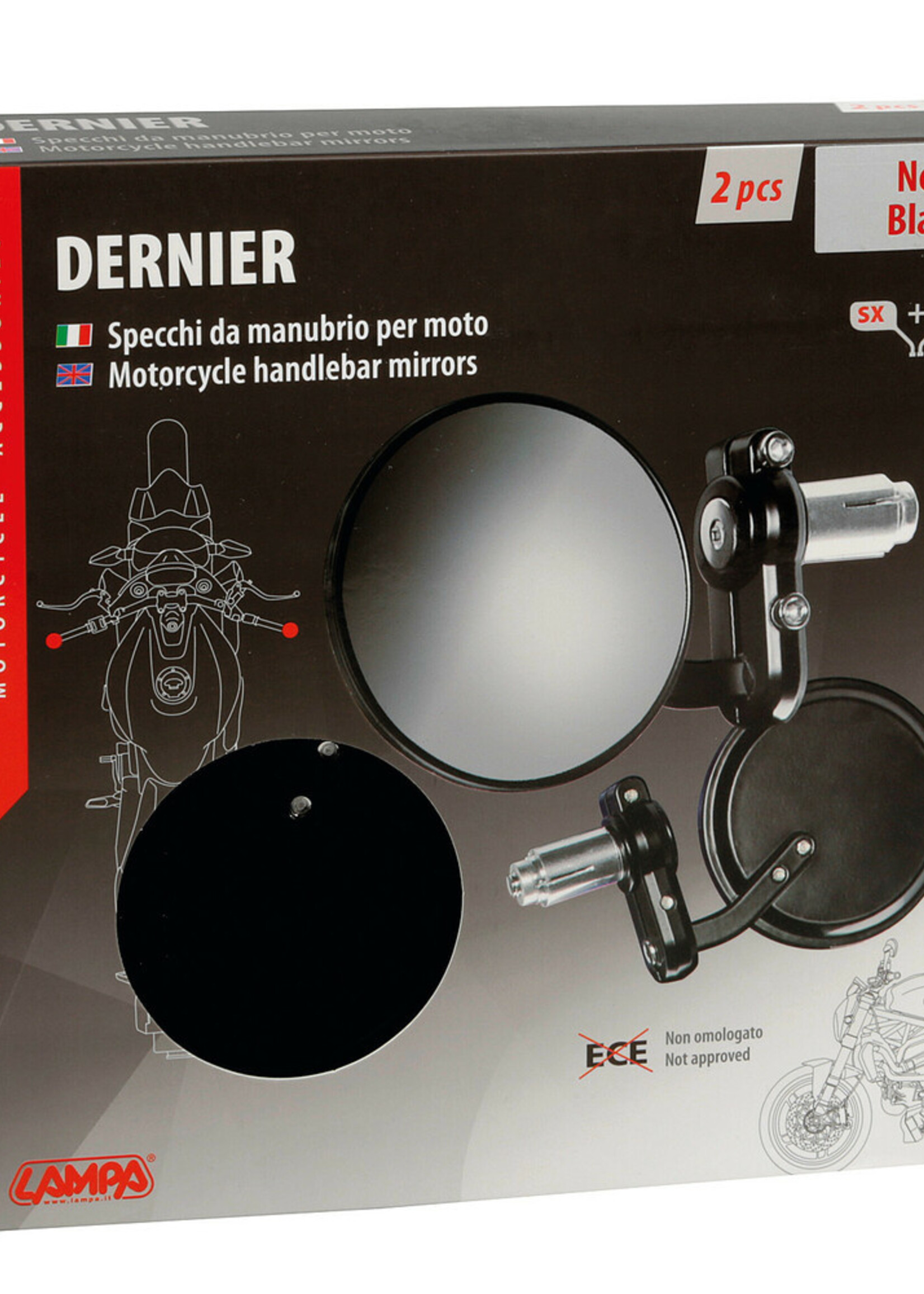 Lampa-Mirrors Dernier, paar achteruitkijkspiegels - Zwart