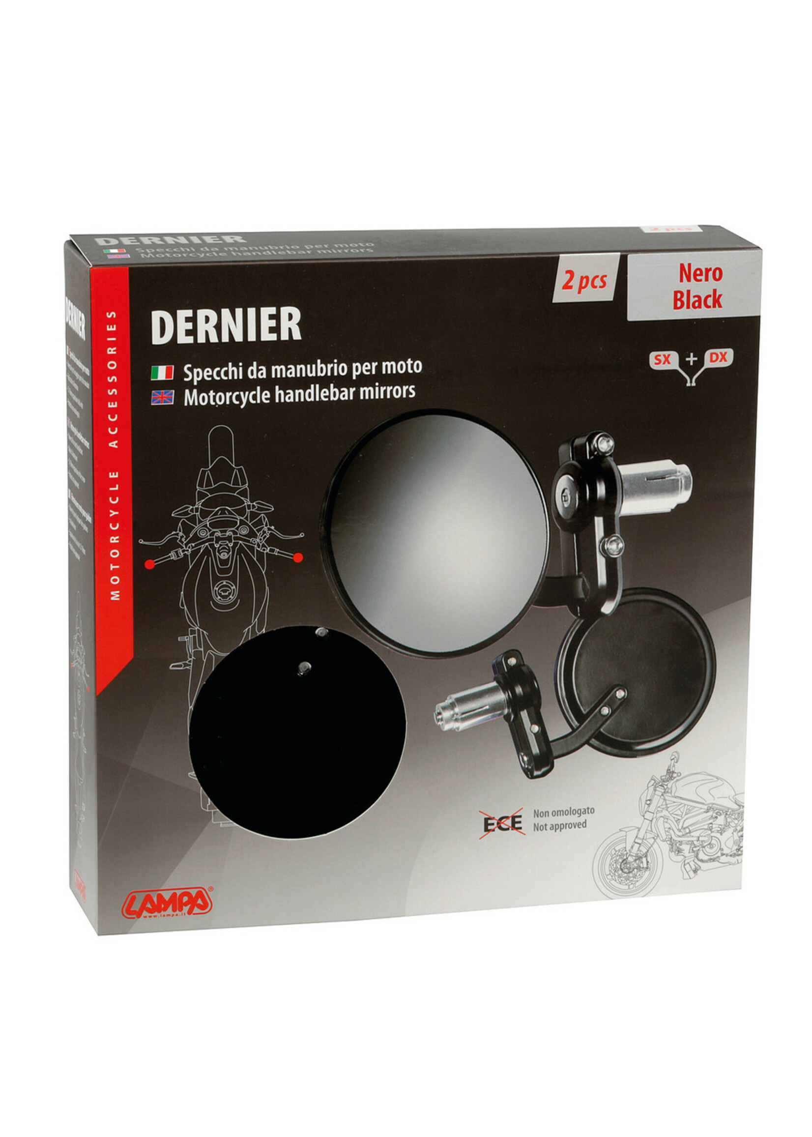 Lampa Dernier, pair of rearview mirrors - Black