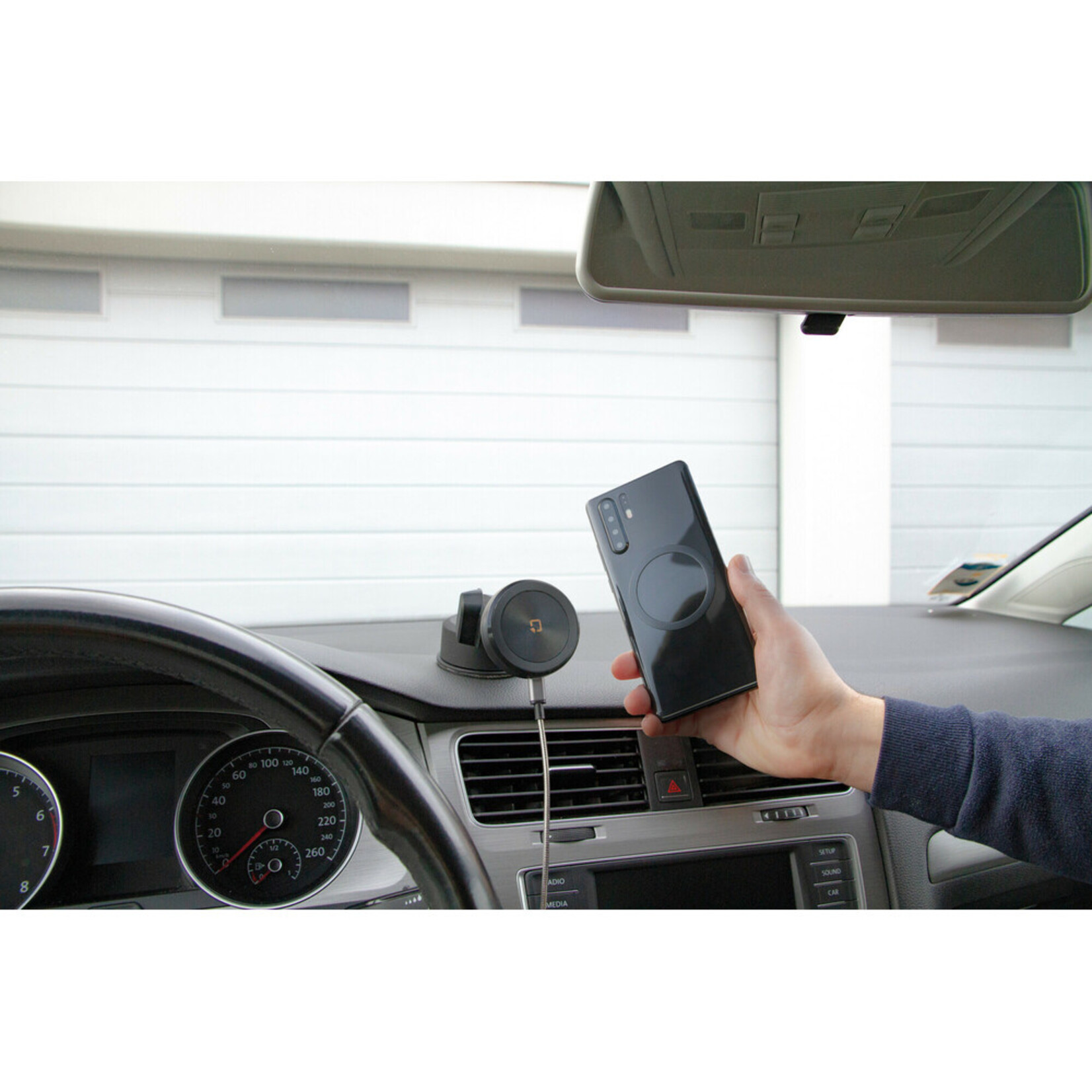 Optiline Mag Wireless Orbit, Magnetic phone holder with wireless charge and adhesive suction cup