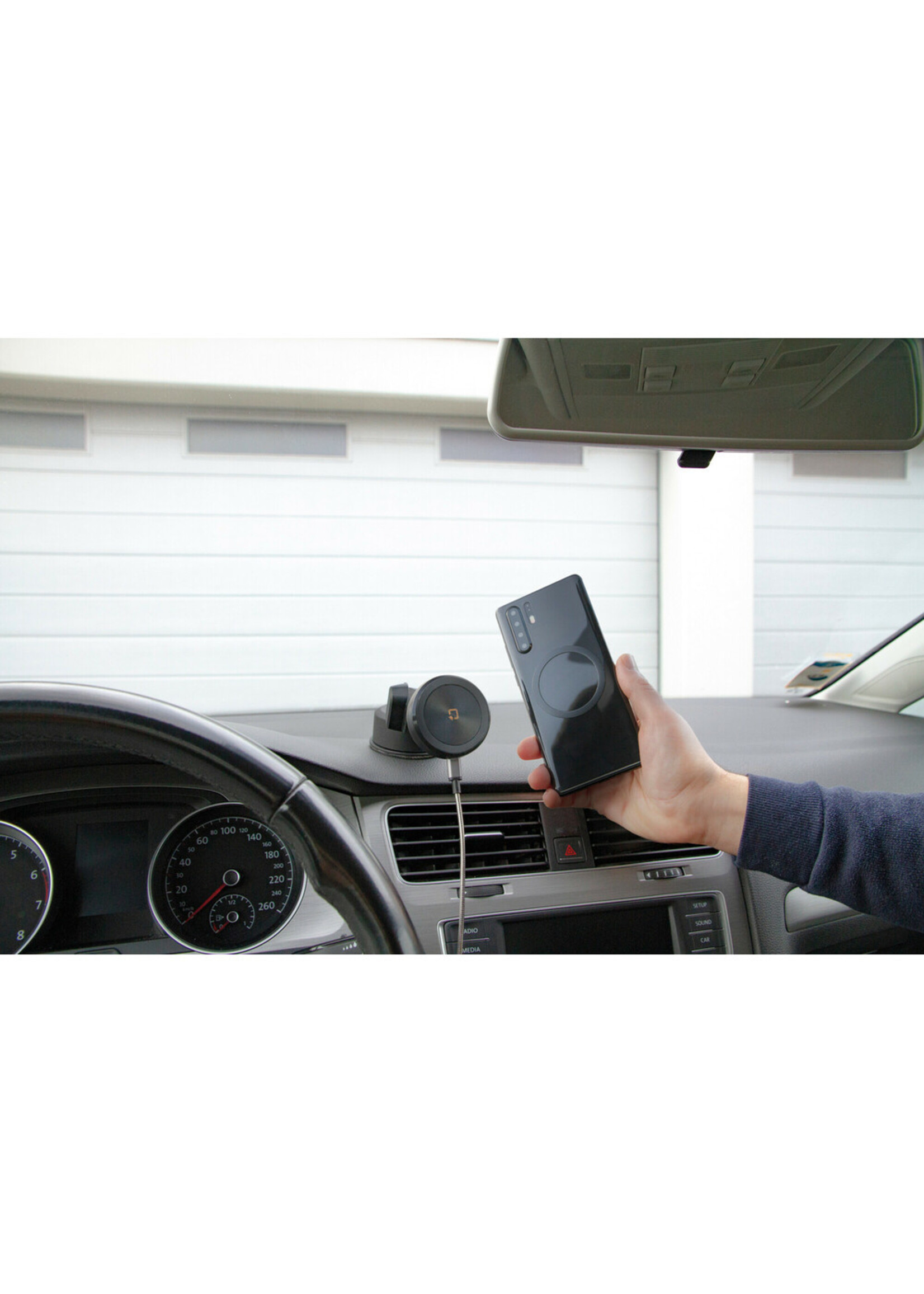 Optiline Mag Wireless Orbit, Magnetic phone holder with wireless charge and adhesive suction cup
