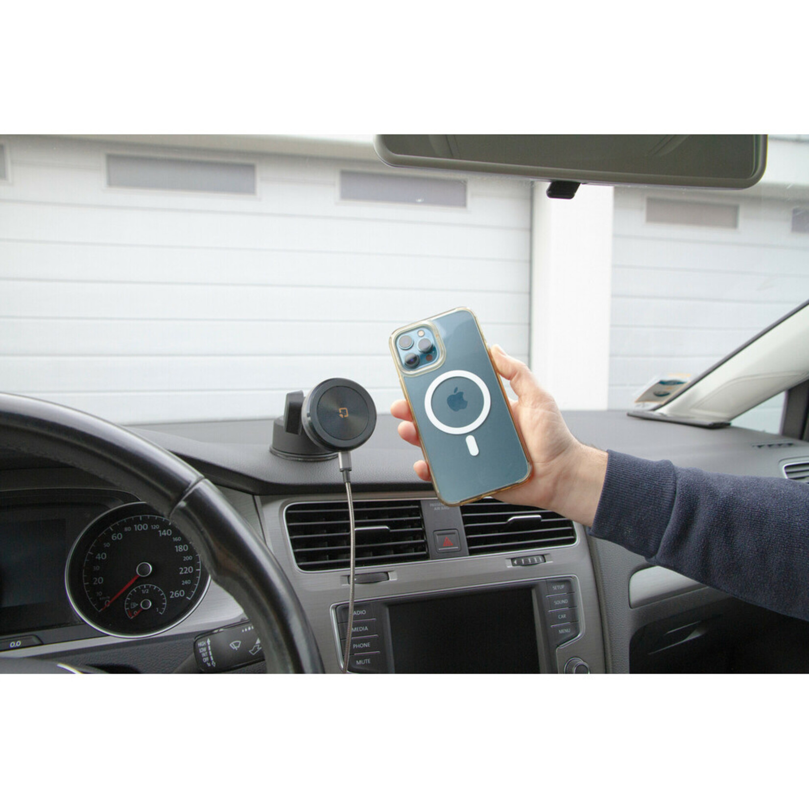 Optiline Mag Wireless Orbit, Magnetic phone holder with wireless charge and adhesive suction cup