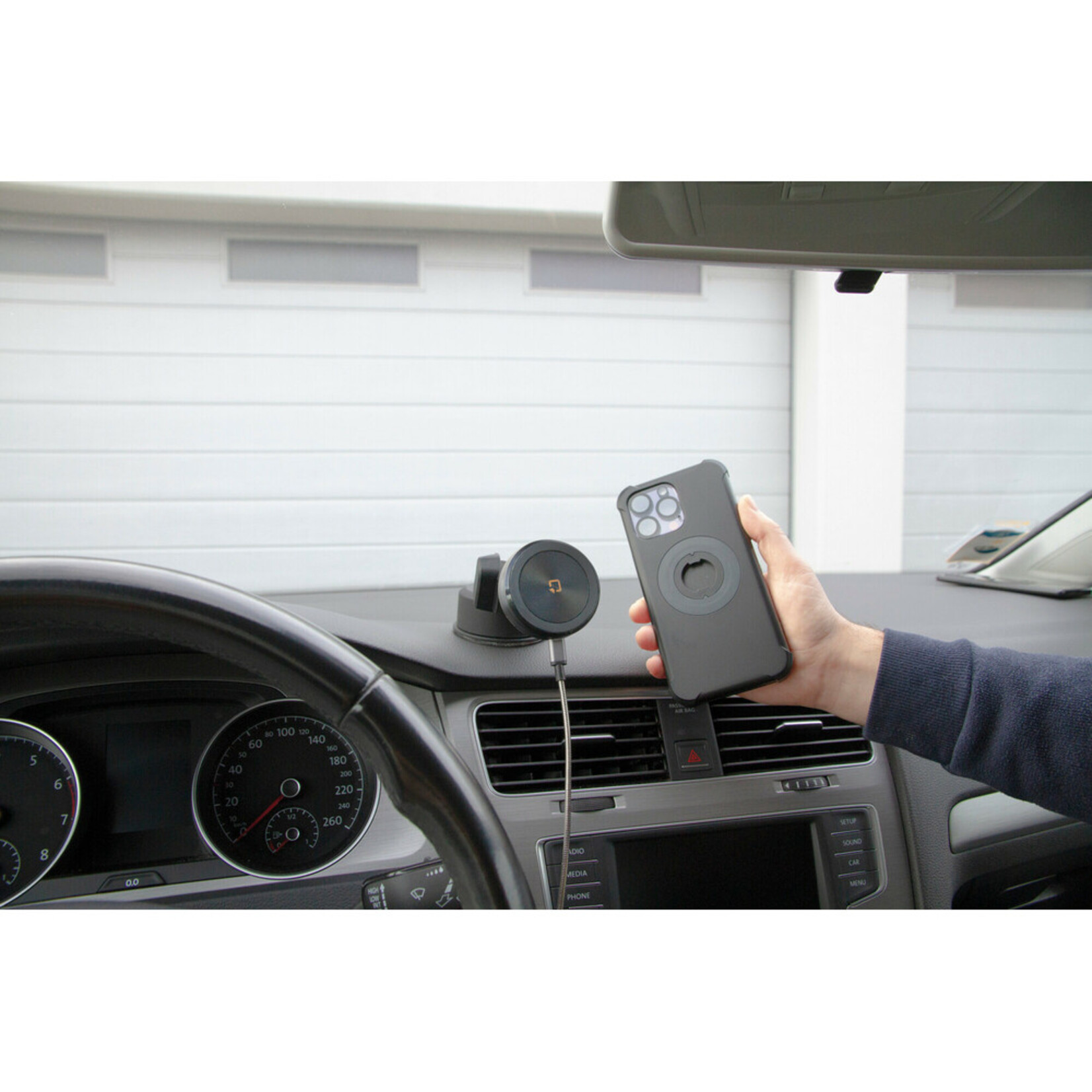Optiline Mag Wireless Orbit, Magnetic phone holder with wireless charge and adhesive suction cup