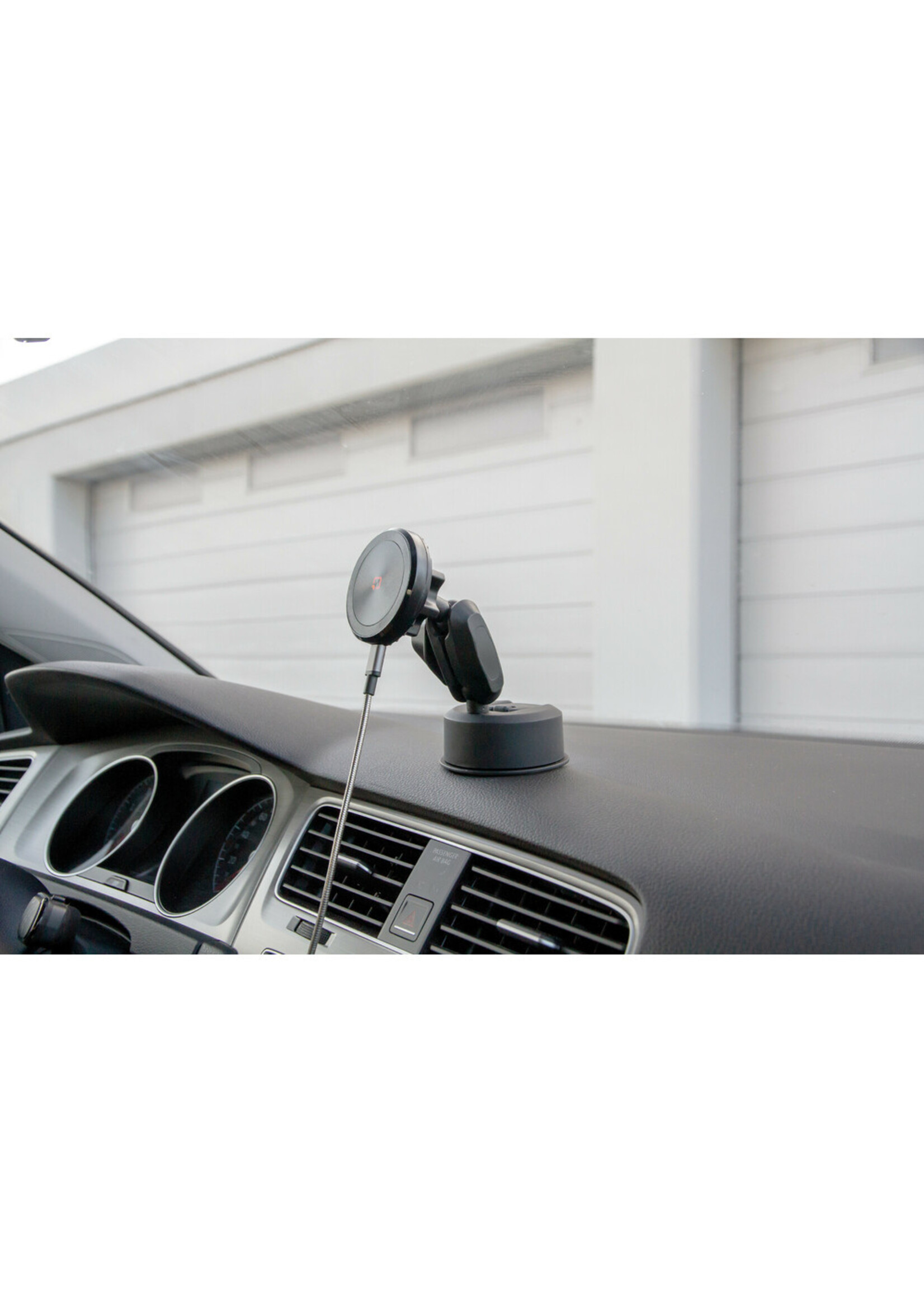 Optiline Mag Wireless Orbit, Magnetische telefoonhouder met draadloos opladen en zelfklevende zuignap