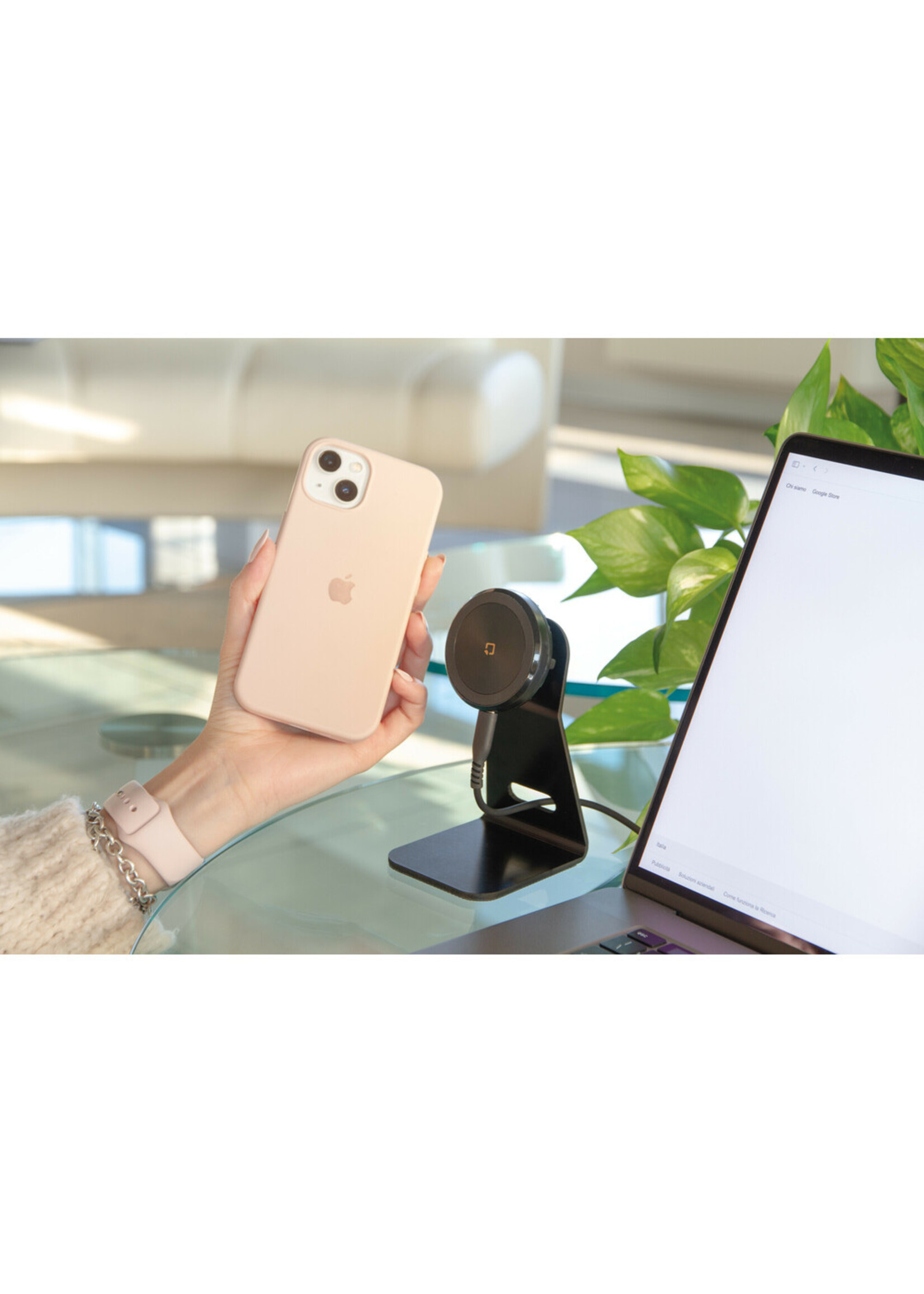 Optiline Mag Wireless Stand, houder voor thuis/kantoor met draadloos opladen