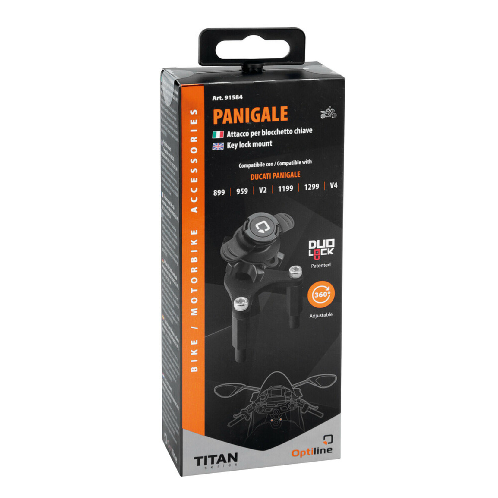 Optiline Panigale, sleutelvergrendeling compatibel met Ducati Panigale 899, 959, V2, 119, 1299, V4