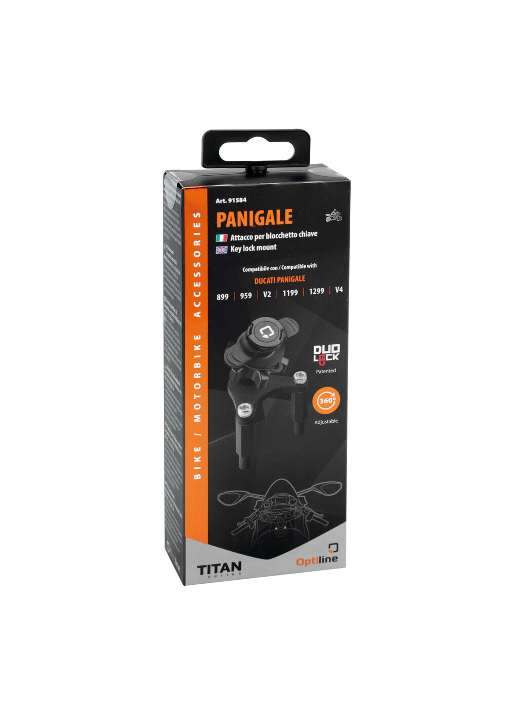 Optiline Panigale, sleutelvergrendeling compatibel met Ducati Panigale 899, 959, V2, 119, 1299, V4