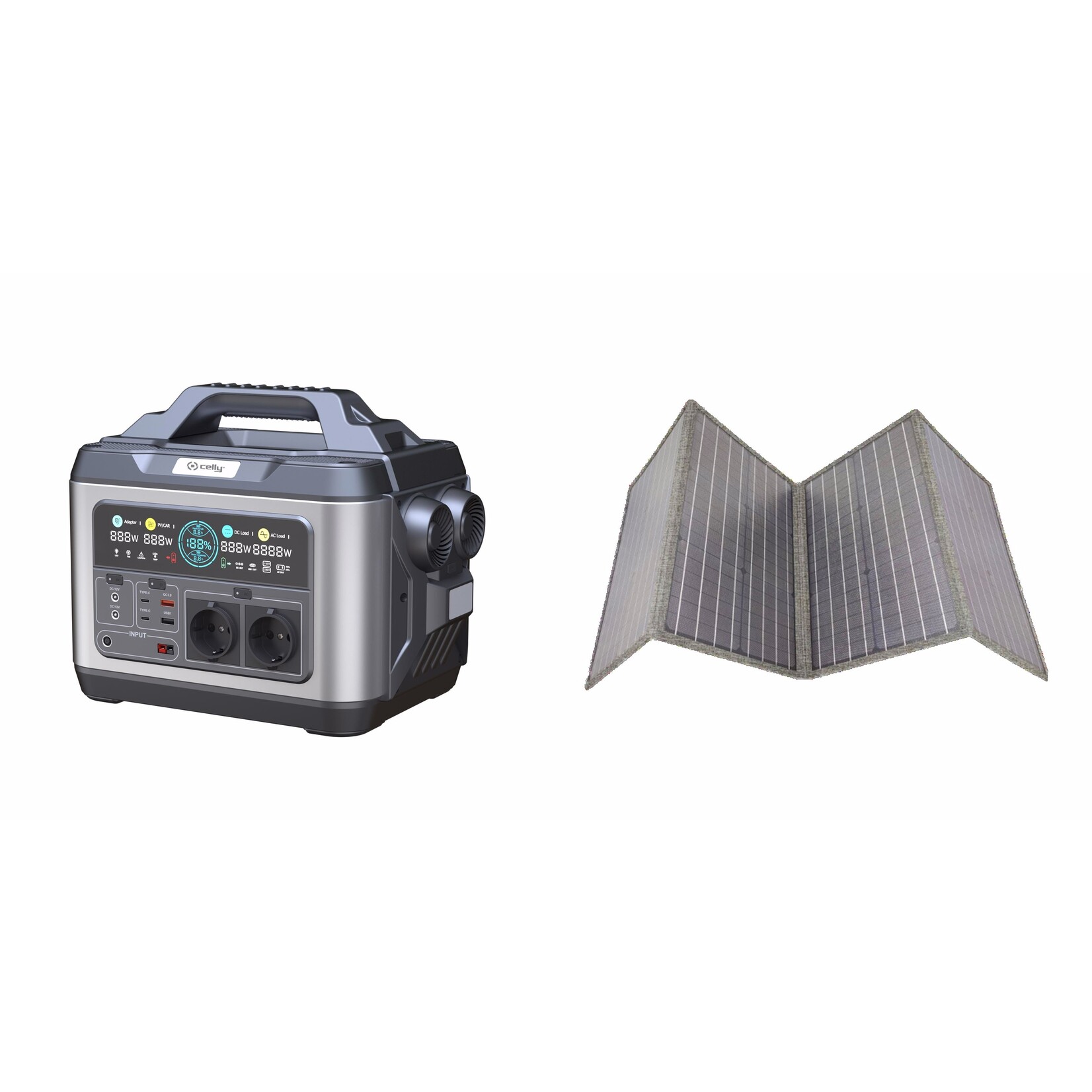 Celly Power station+Solar Panel - POWERST1200W - Portable Power Station 1200W