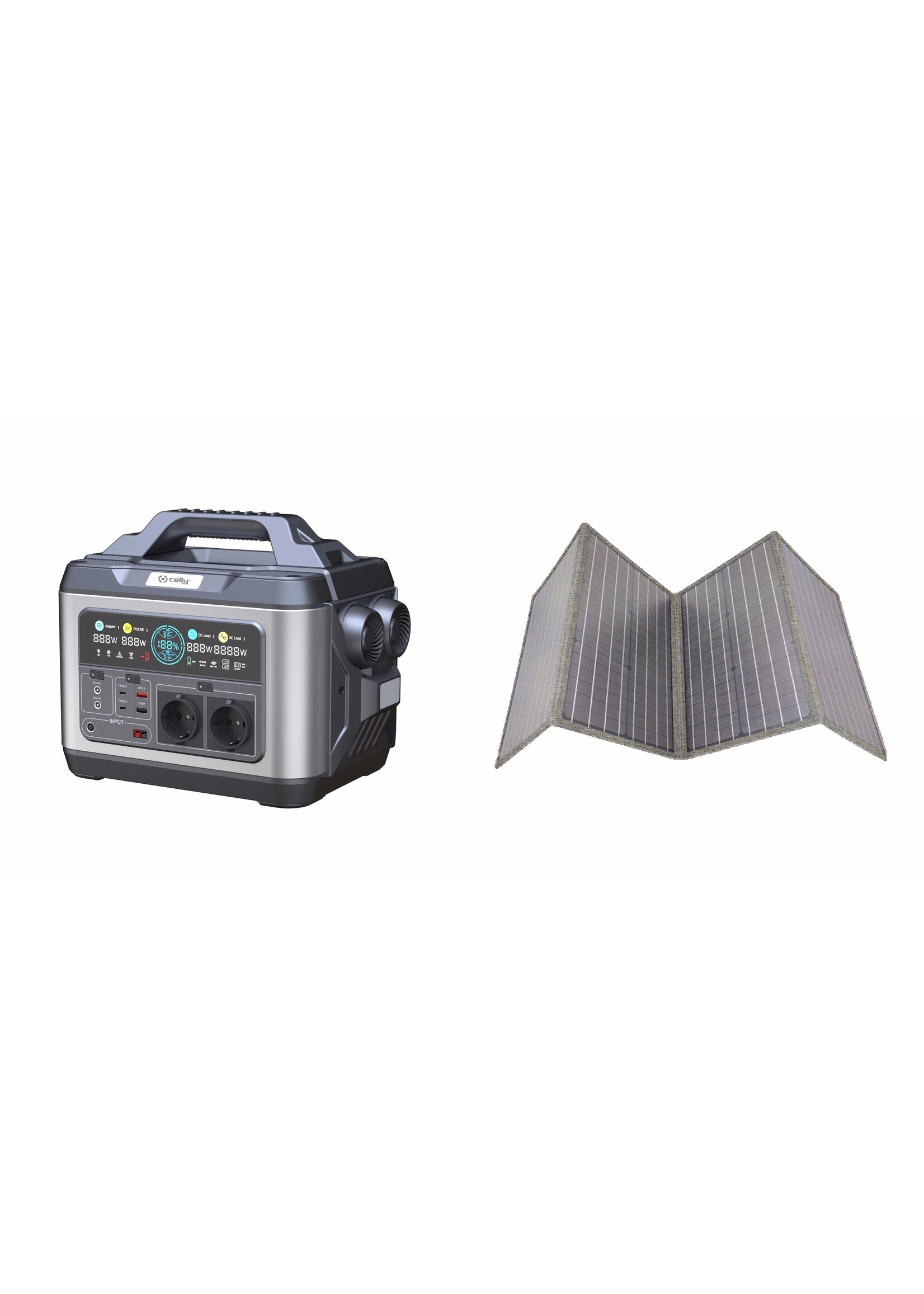 Celly Accu +Solar Bundel   - POWERST1200W - Draagbare Powerstation1200W incl. Solar