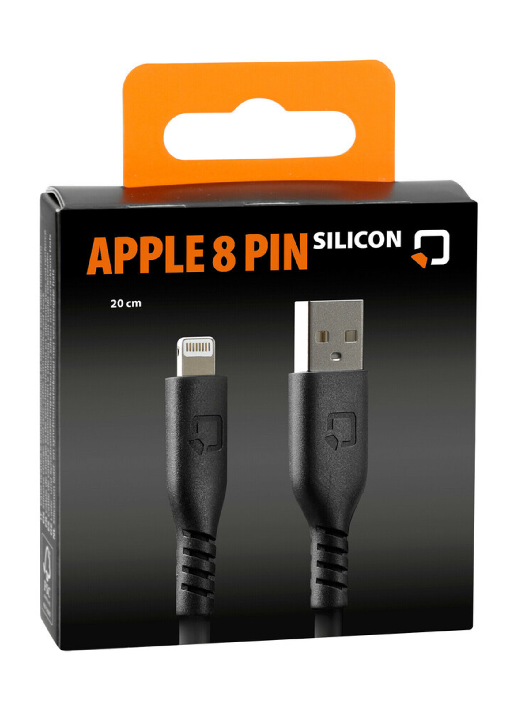 Optiline Silicon cable Usb A > Apple 8 Pin - 20 cm
