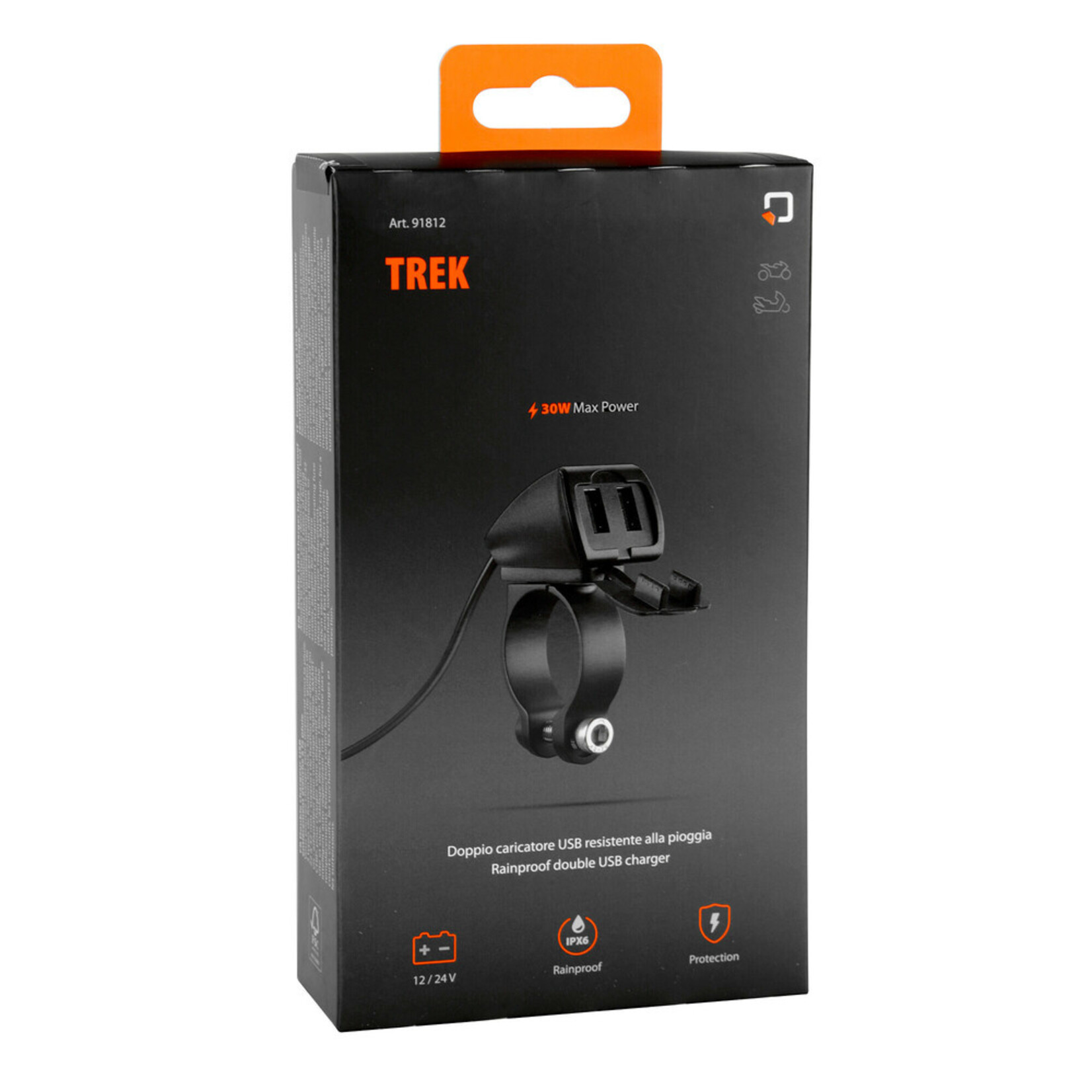 Optiline Trek, rainproof double usb charger, 3 types of fixing - 5400 mA - 30W - 12/24V
