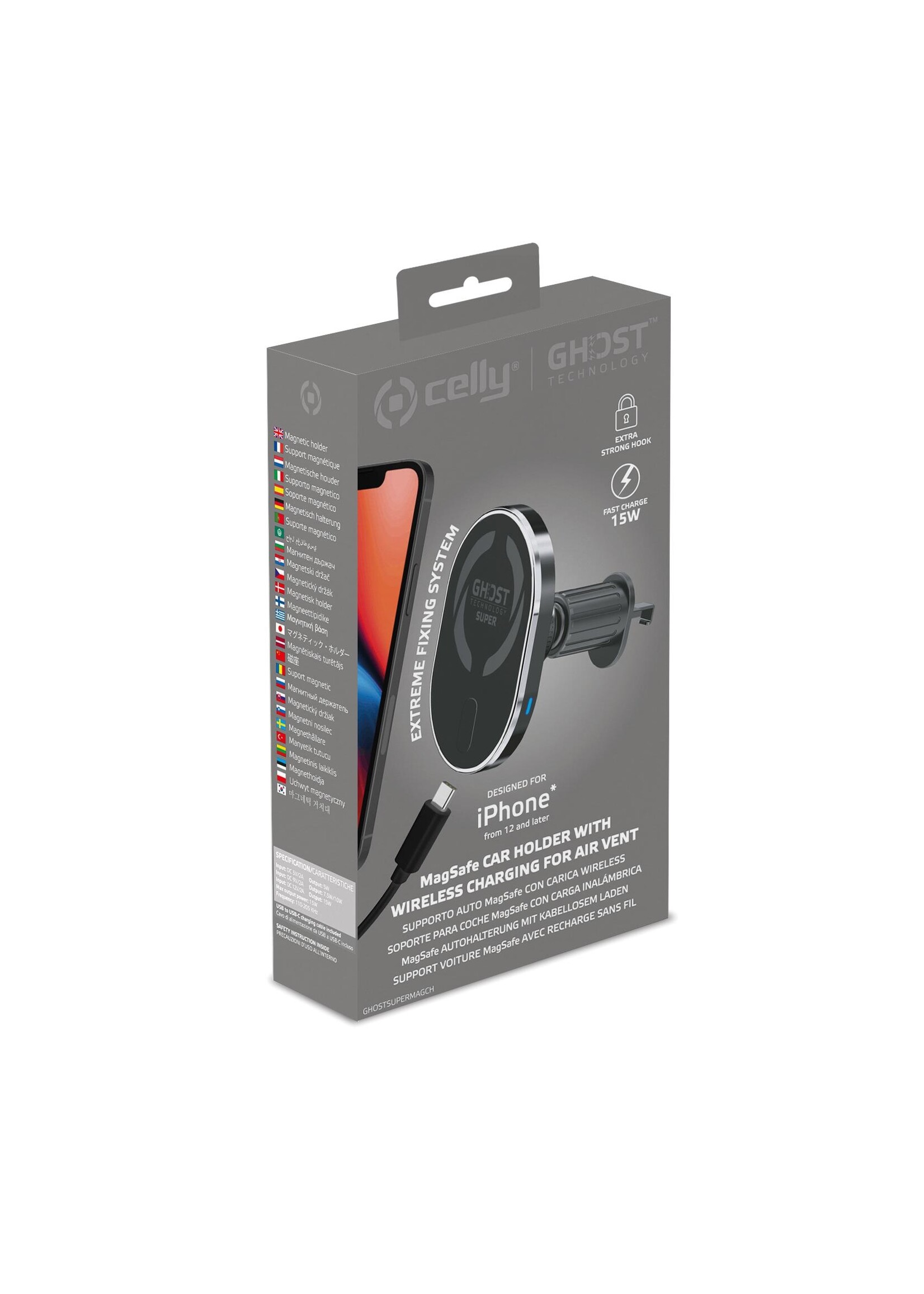 Celly Car Holder - GHOSTSUPERMAGCH - MagSafe Car Holder With Wireless Charging