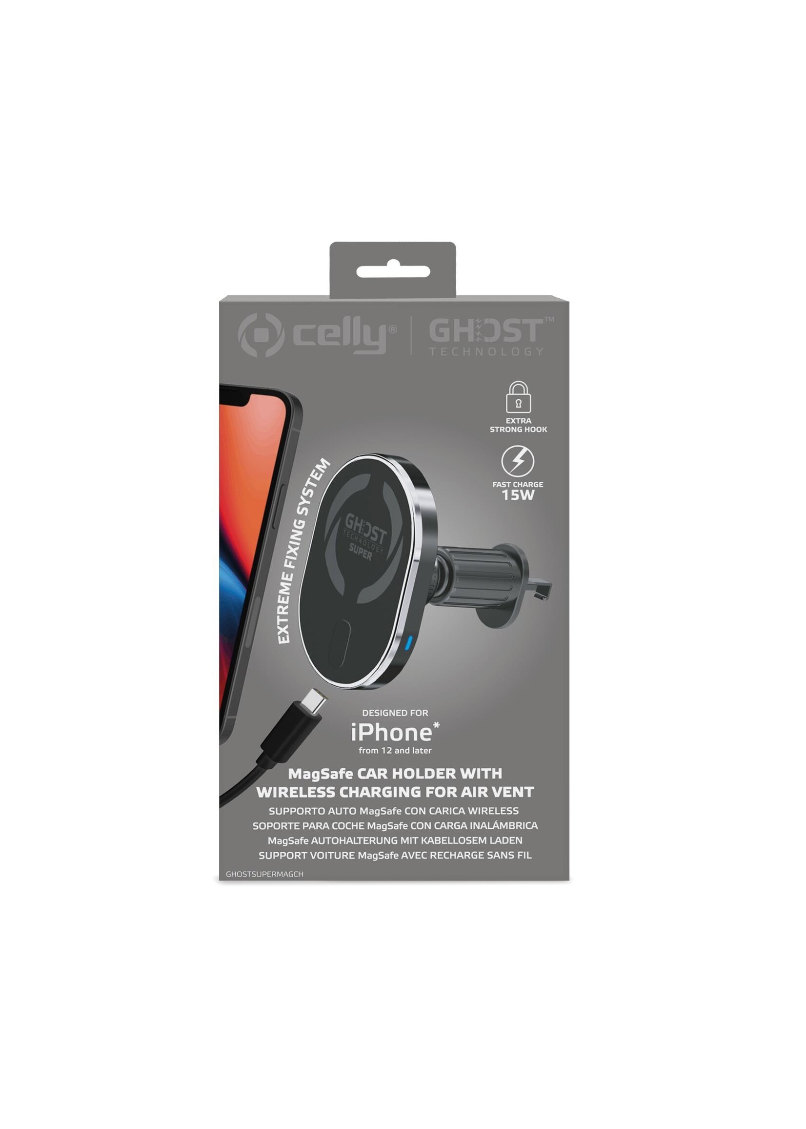 Celly Car Holder - GHOSTSUPERMAGCH - MagSafe Car Holder With Wireless Charging