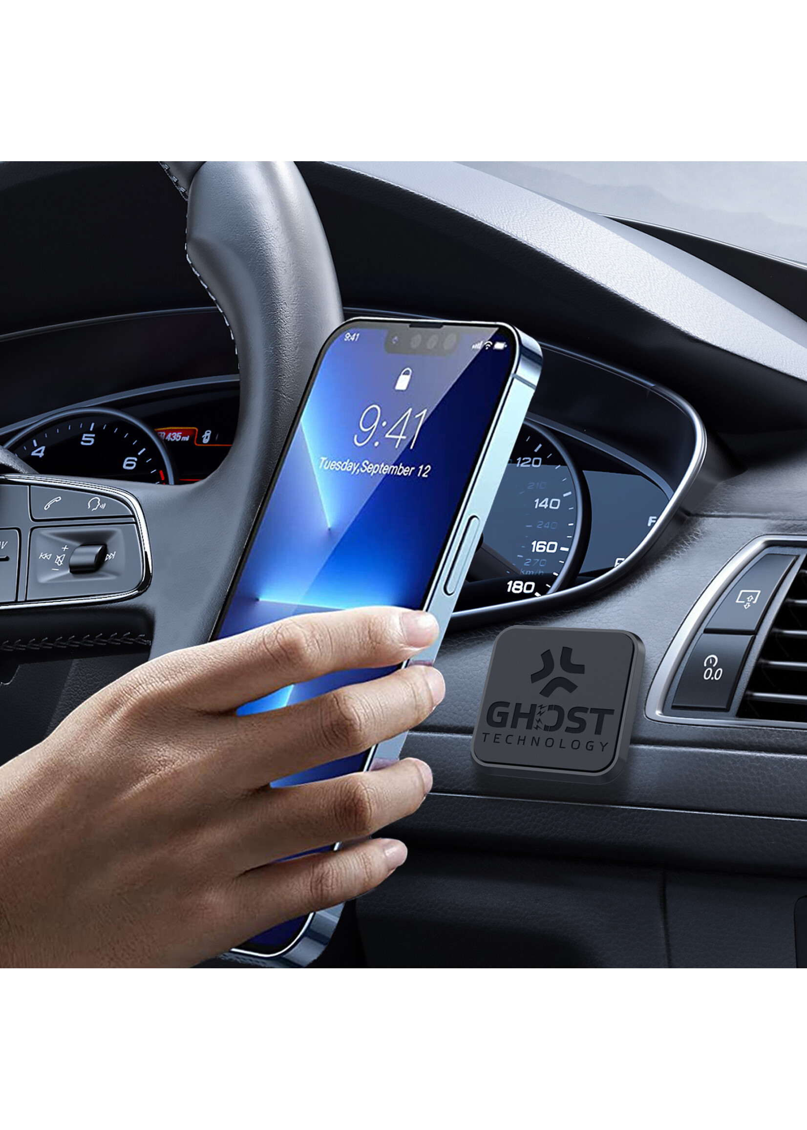 Celly GHOSTFIX - Universele Magnetische Autohouder Incl. 3 Extra Metalen Platen