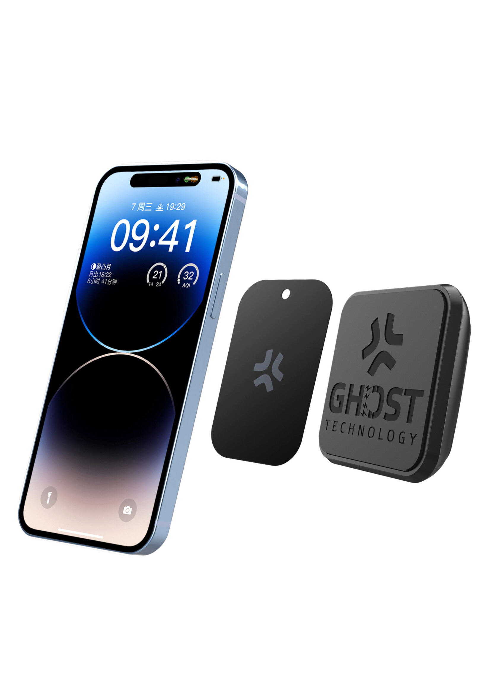 Celly GHOSTFIX - Universele Magnetische Autohouder Incl. 3 Extra Metalen Platen