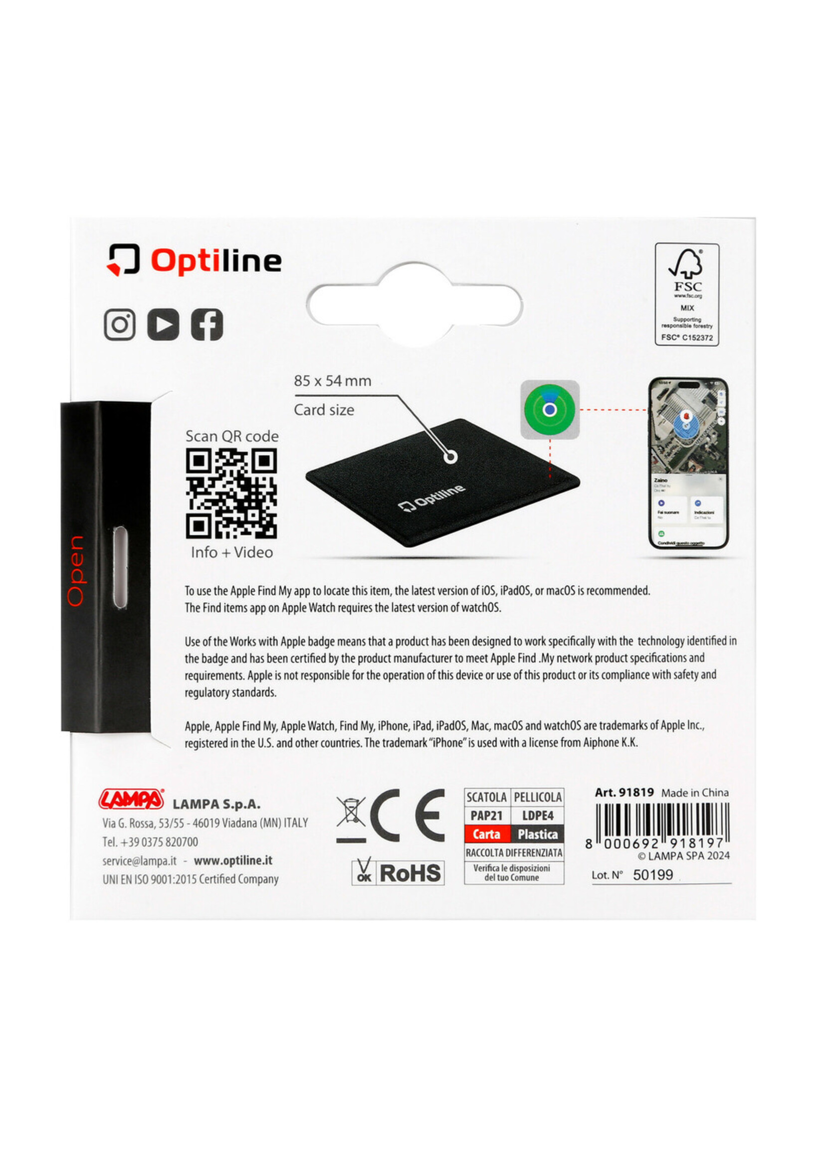 Optiline Opti Tracker Flex, ultradunne opvouwbare kleeflocator