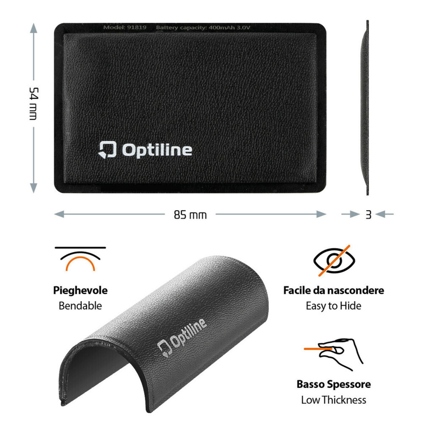 Optiline Opti Tracker Flex, Ultra-thin foldable adhesive locator