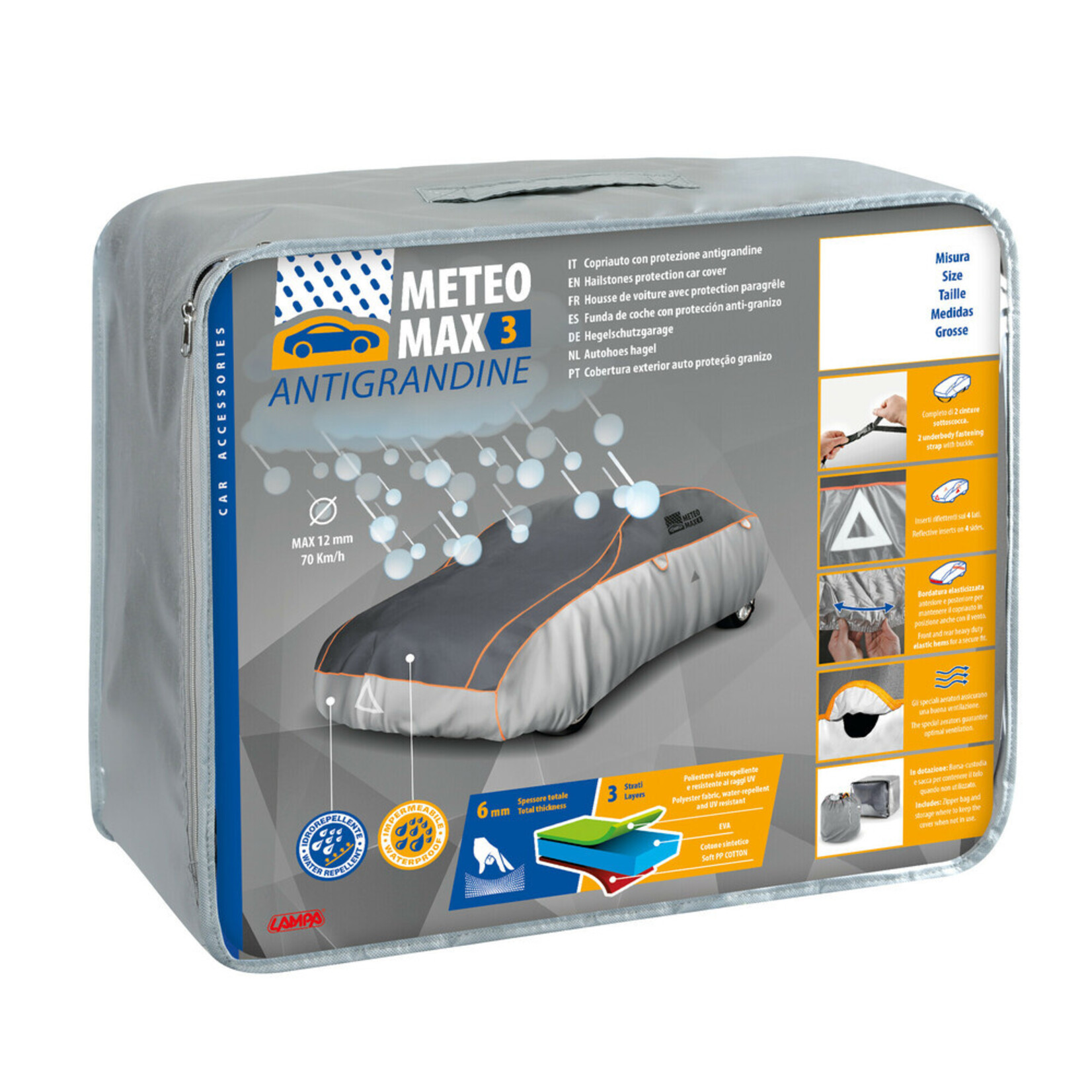 Lampa Meteo-Max 3, Hagelhoes Auto - AG-1 - cm 160x170x400 Maat XS Universeel 6mm Toplaag