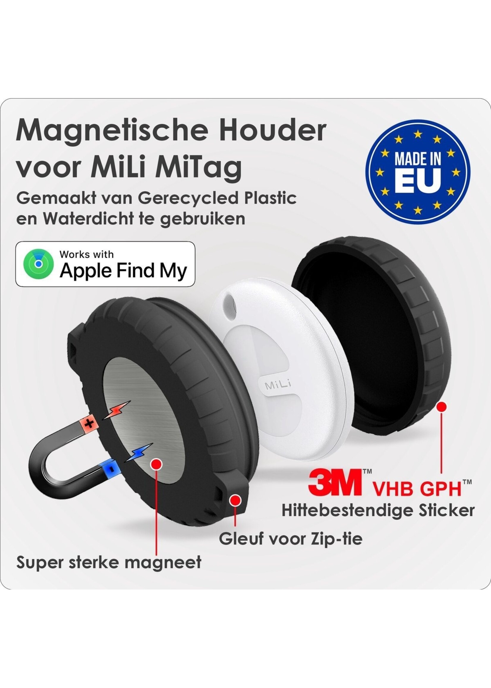 Bluemayim Made in EU Magnetic Holder Waterproof for the  Apple Airtag with 3M Sticker (VHB)