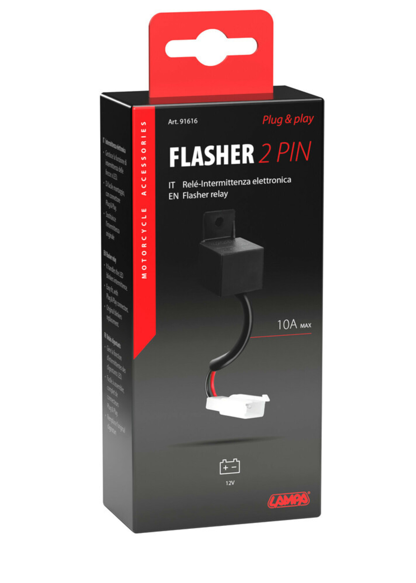 Lampa Flasher 2 Pin, plug & play electronic flasher device - 12V - 10A