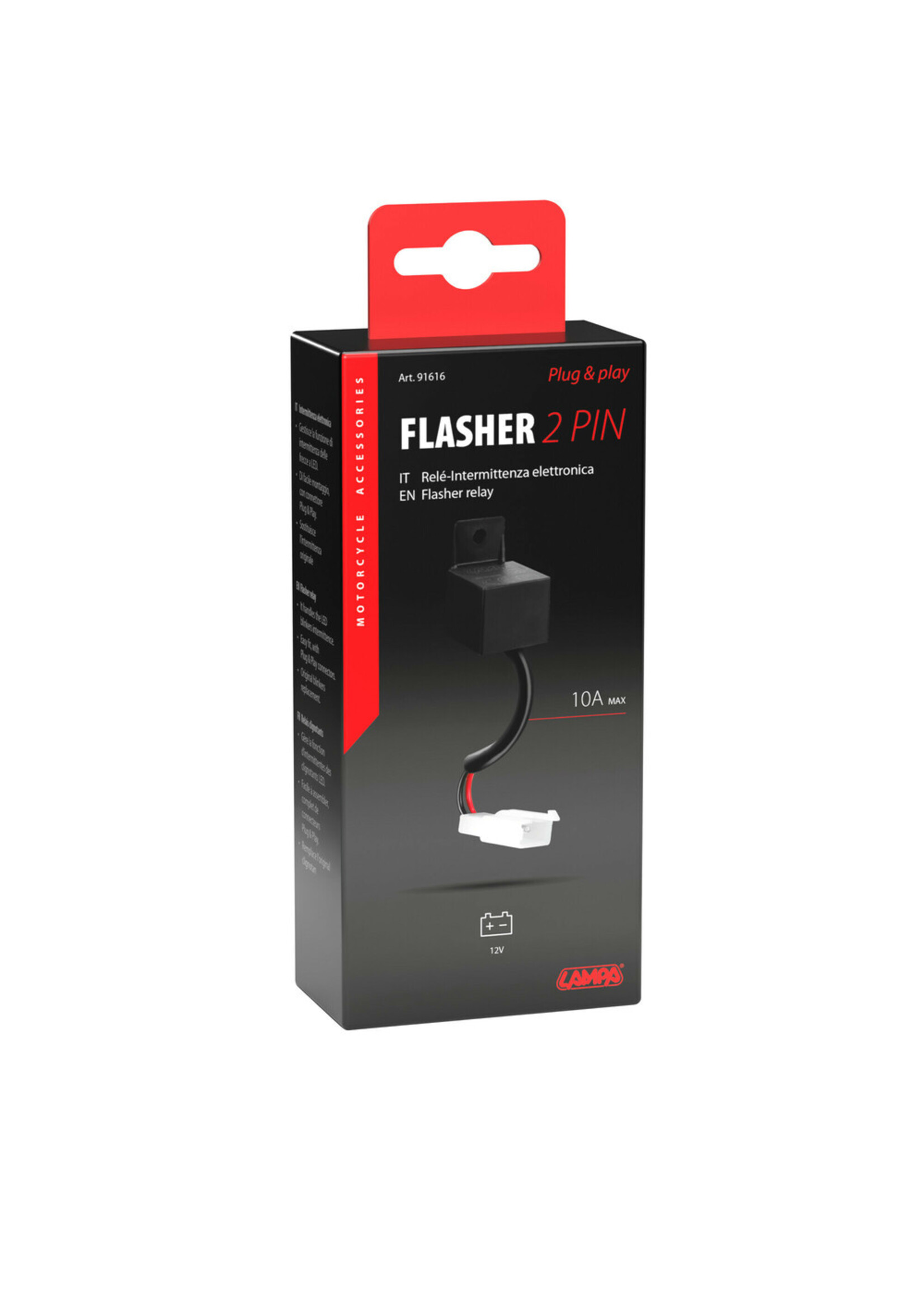 Lampa Flasher 2 Pin, plug & play electronic flasher device - 12V - 10A