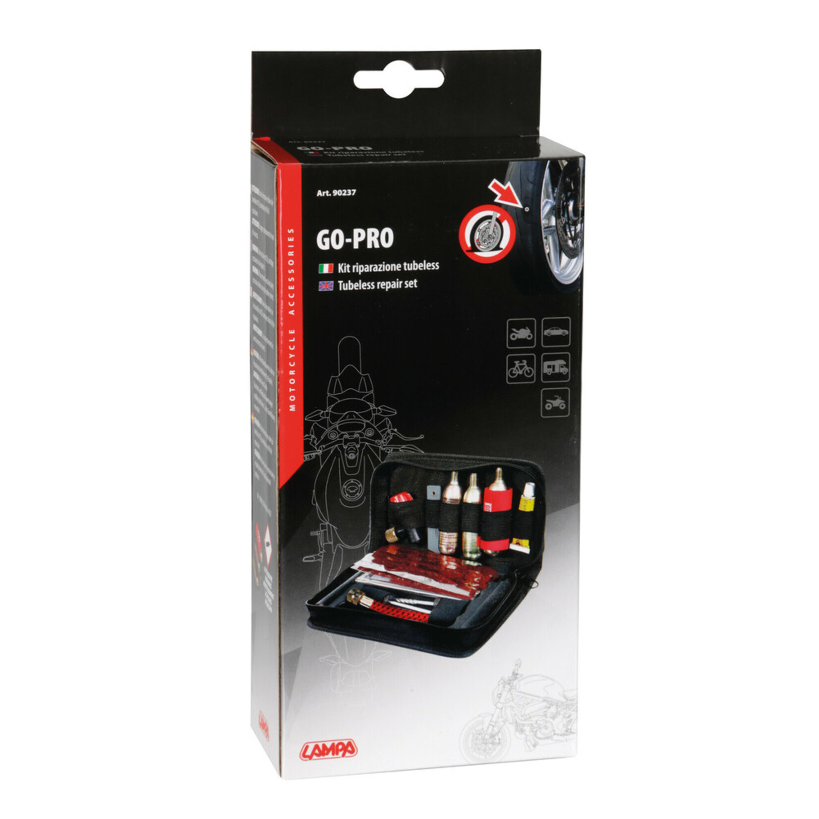 Lampa Go-Pro, tubeless repair set