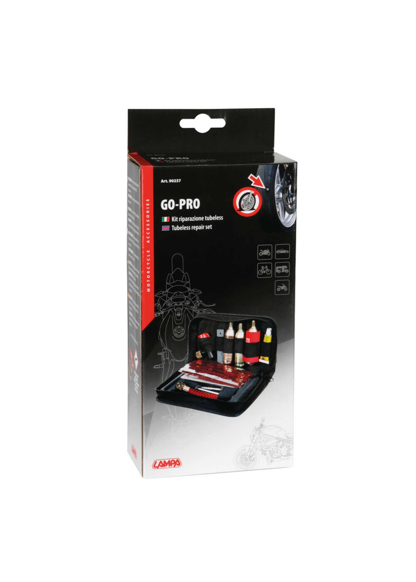 Lampa Go-Pro, tubeless repair set