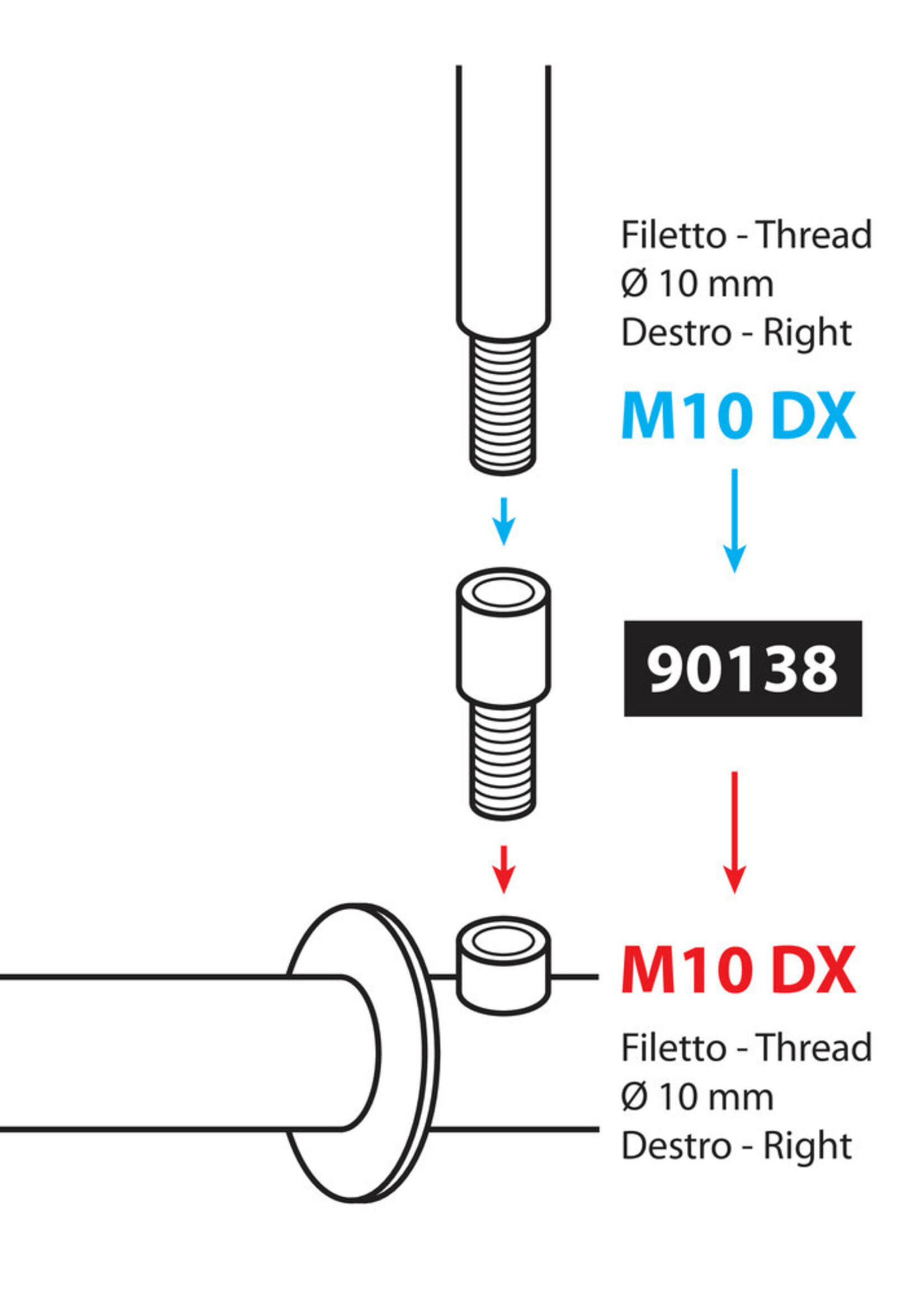 Lampa Mirror adapters - Thread Ø 10 mm right > Ø 10 mm right