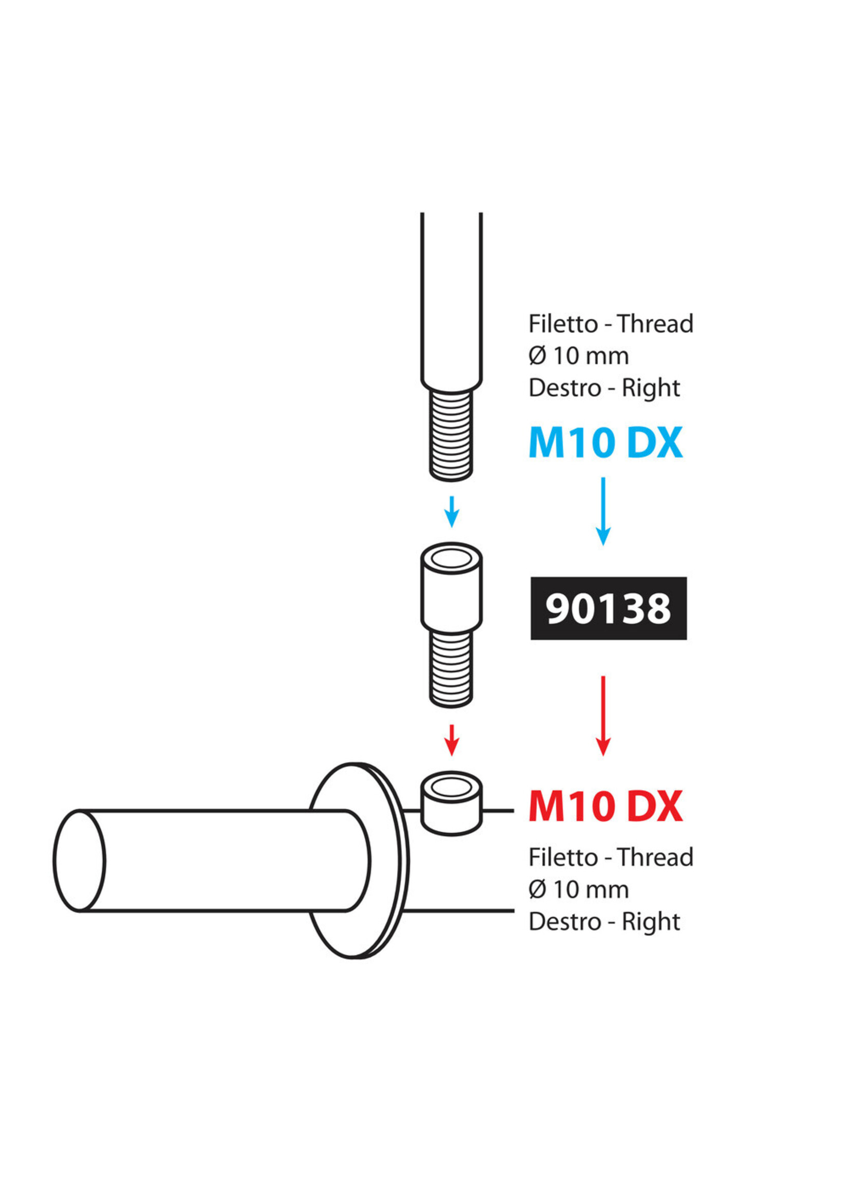 Lampa Mirror adapters - Thread Ø 10 mm right > Ø 10 mm right