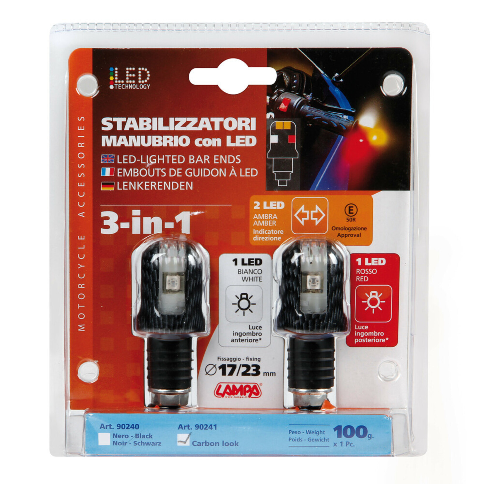 Lampa Led-lighted bar ends, 12V - Carbon
