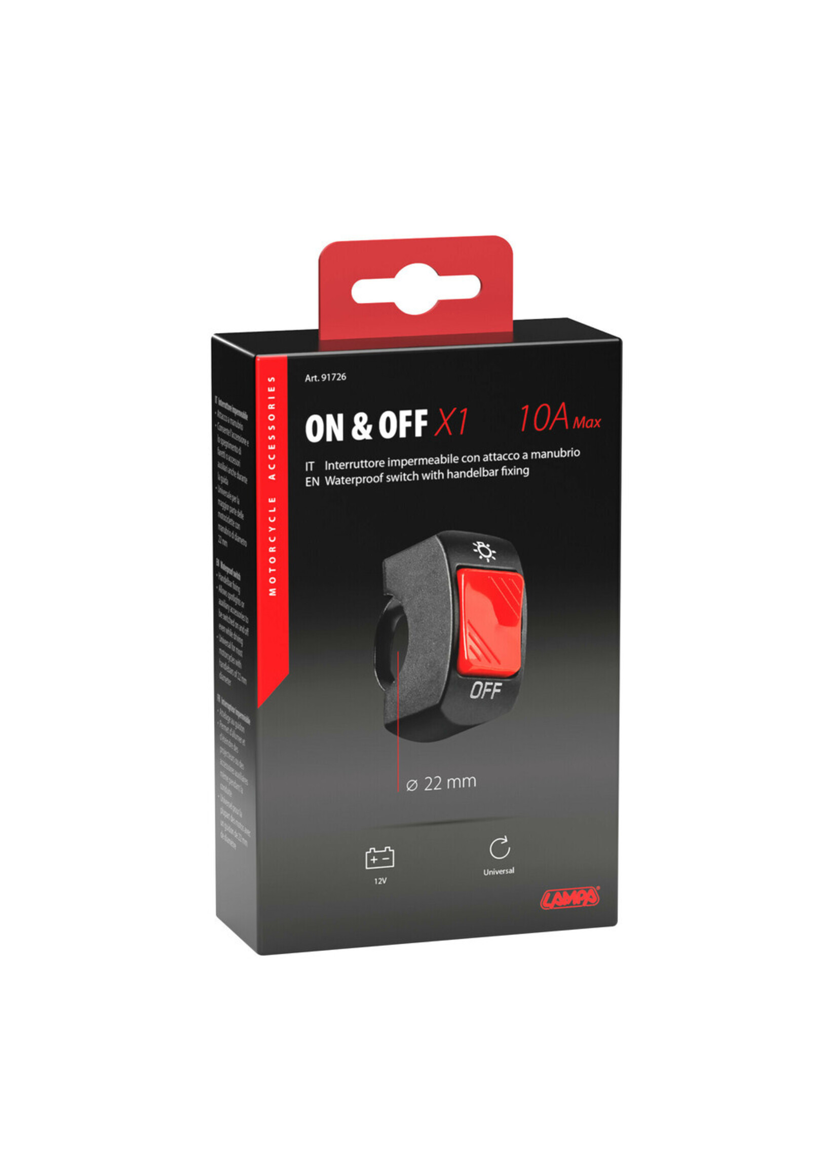 Lampa On & Off X1, universal switch - 12V - 10A max