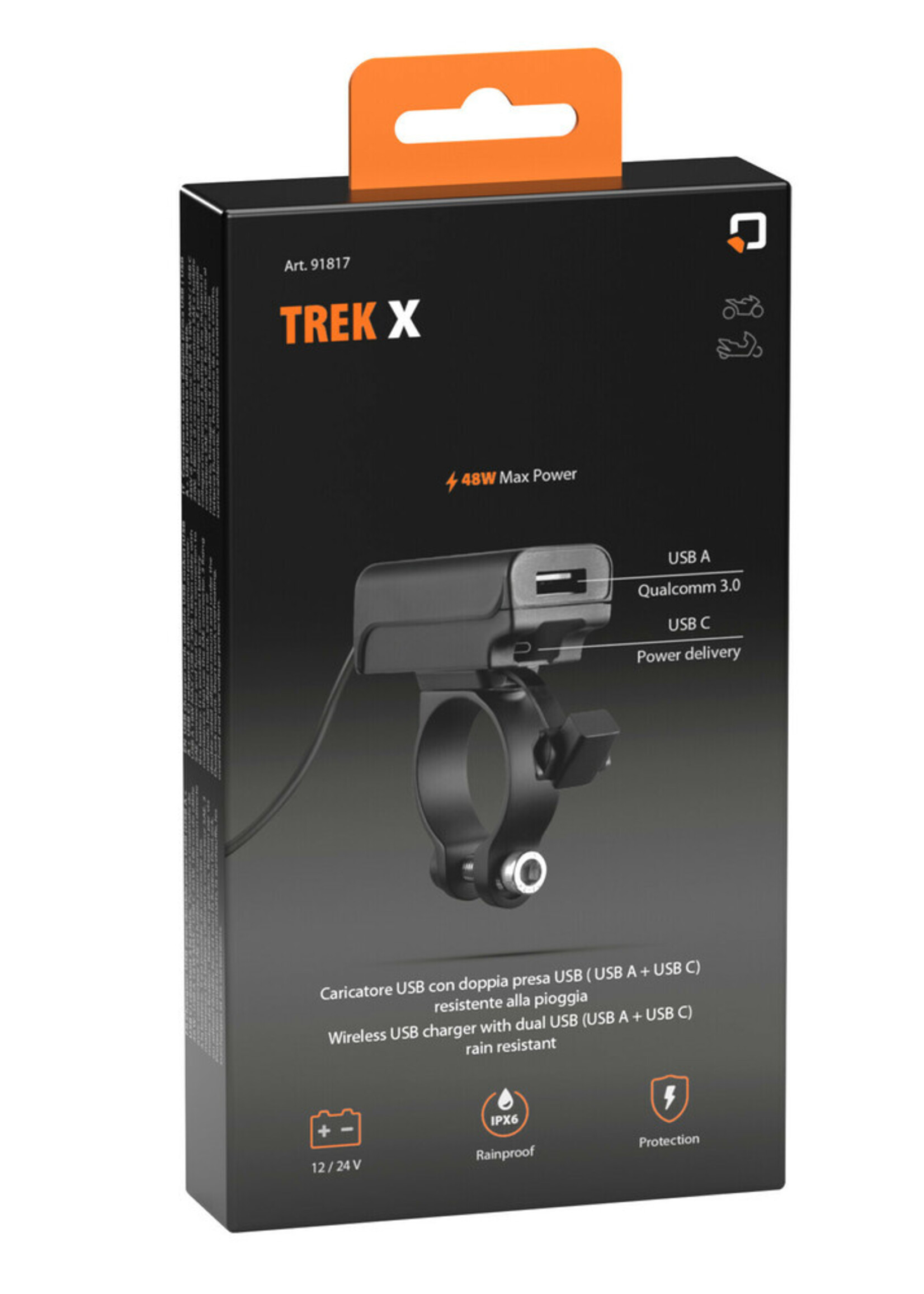 Optiline Trek X, USB charger with double USB socket (USB A + USB C) rainproof