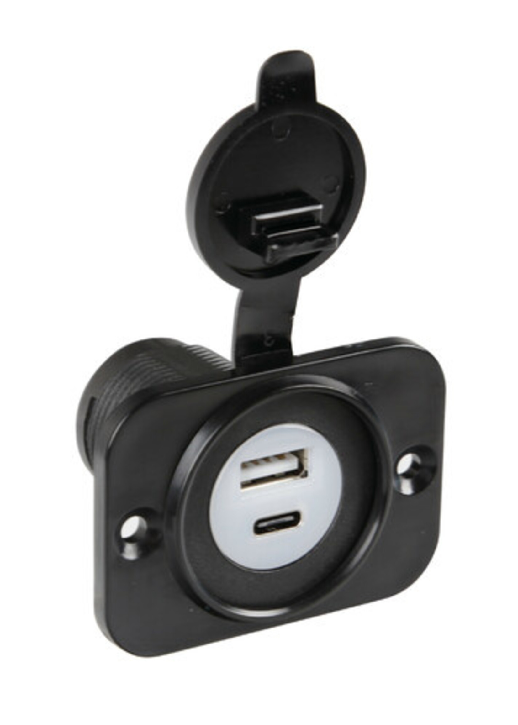 Lampa Ext-12, flush mount double Usb A + Usb C port, 12/24V