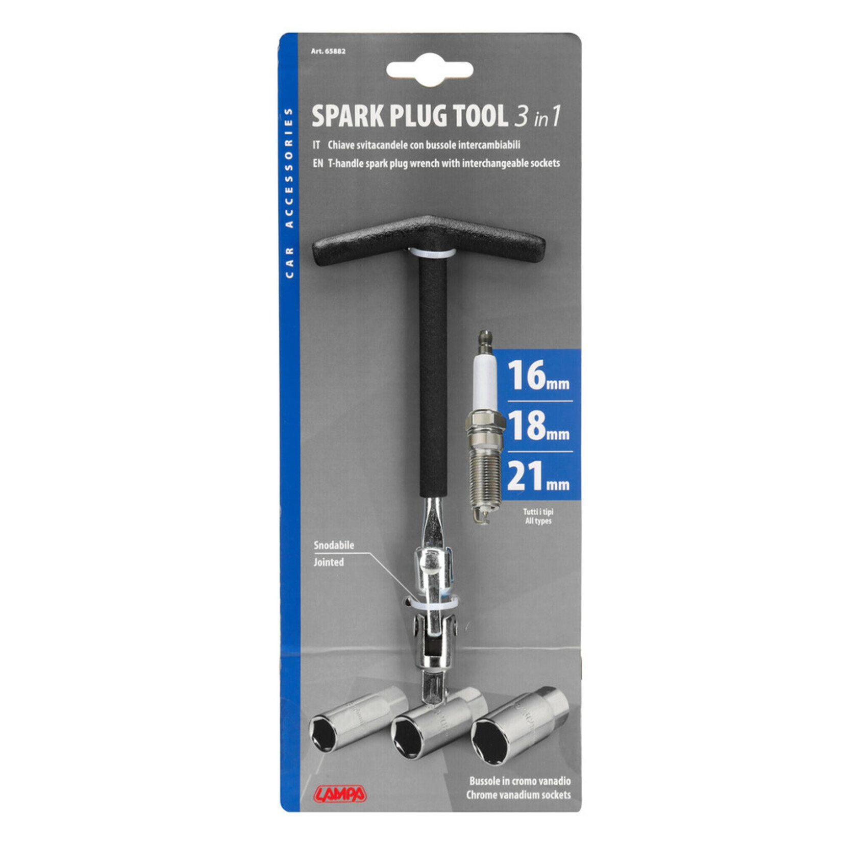 Lampa Bougiesleutel met T-handgreep - 16+18+21 mm