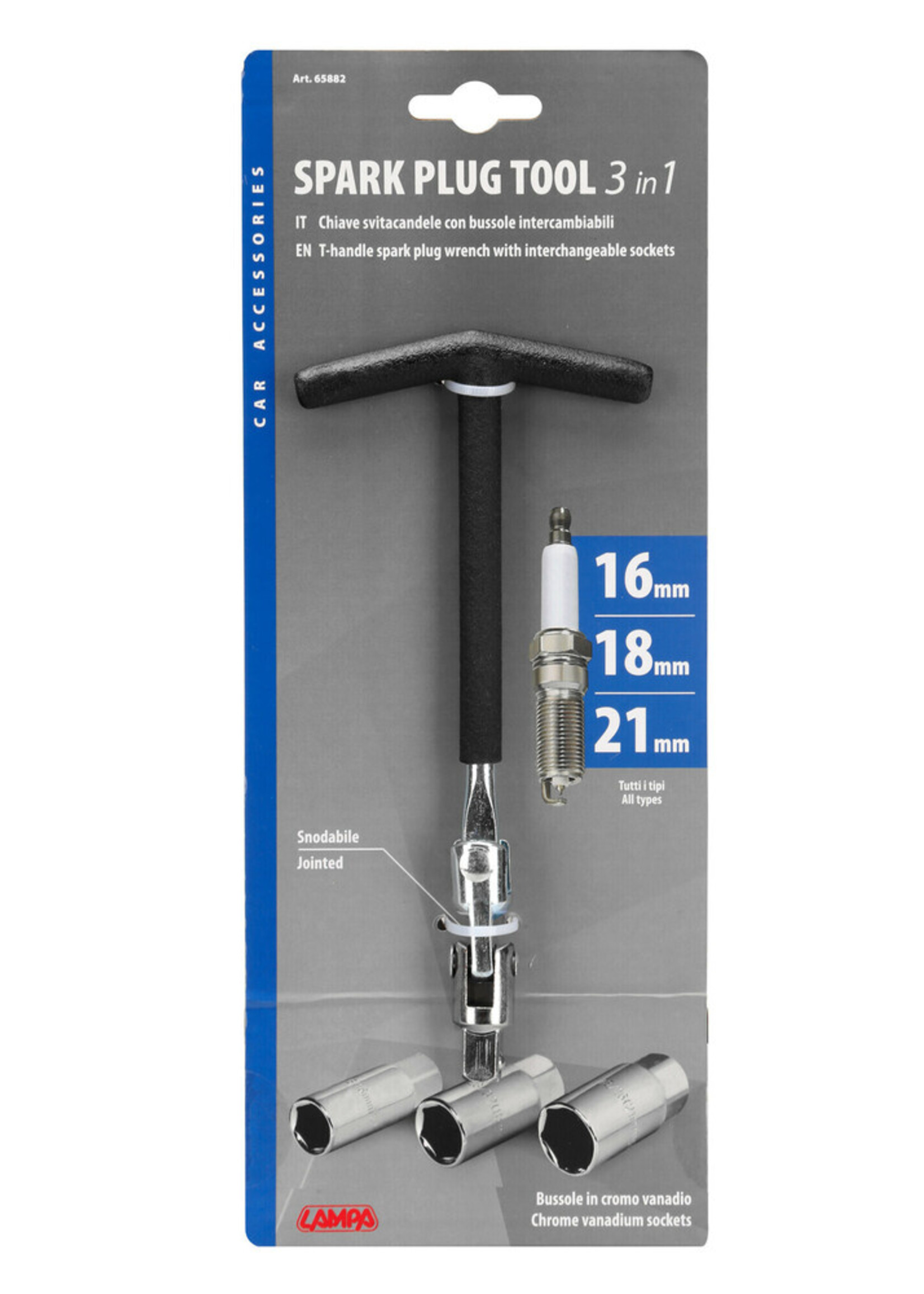 Lampa Bougiesleutel met T-handgreep - 16+18+21 mm
