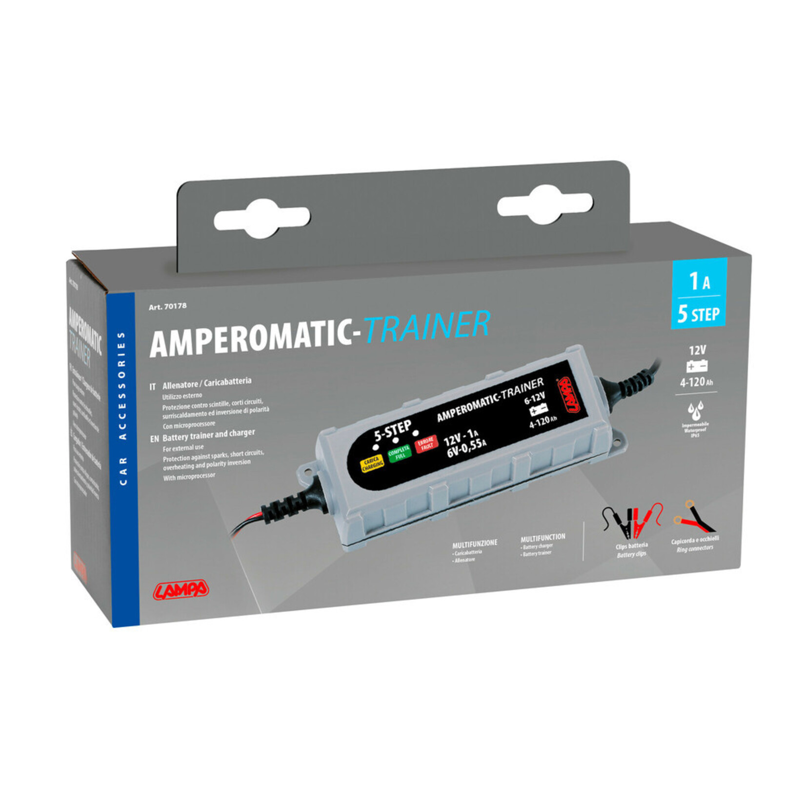 Lampa Amperomatic Trainer, intelligent battery charger, 6/12V - 0,55/1A