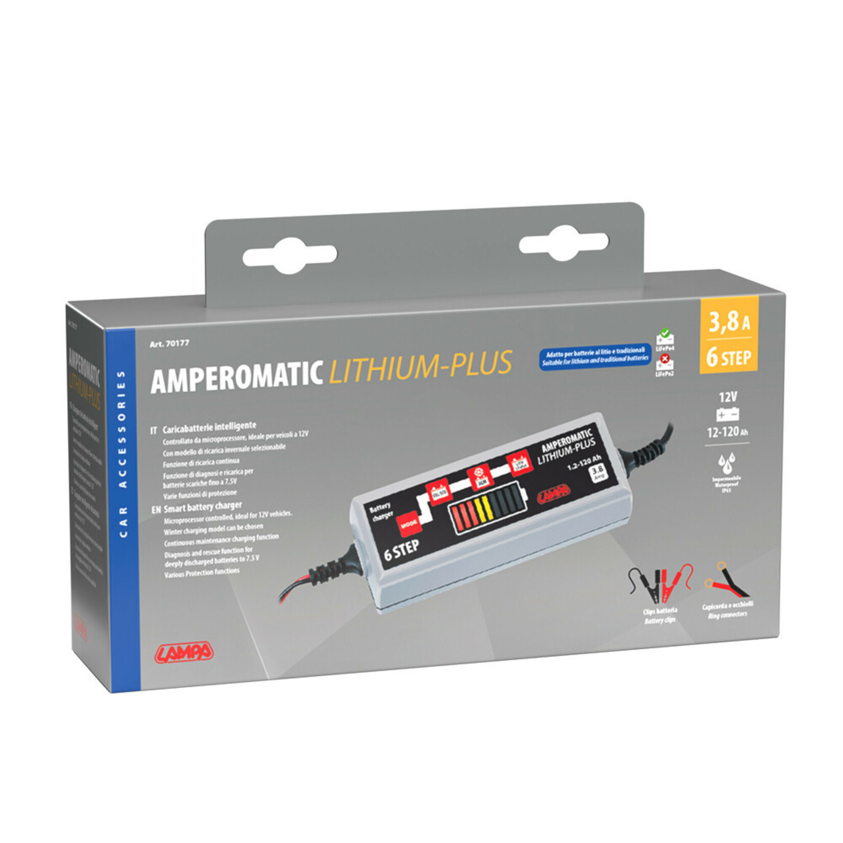 Lampa Amperomatic Lithium-Plus, intelligente acculader, 12V – 3,8A