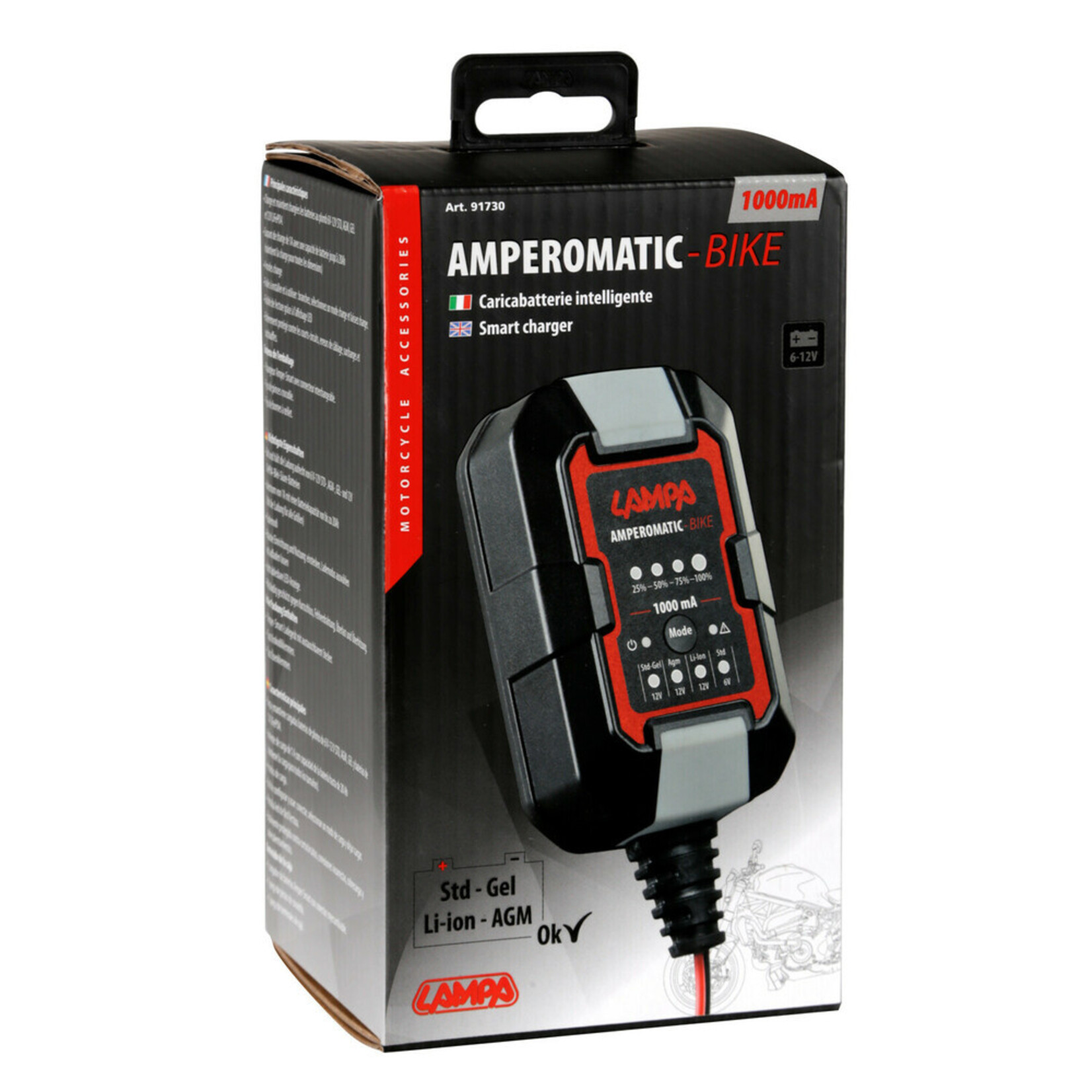 Lampa Amperomatic Bike, slimme acculader, 6/12V – 1A