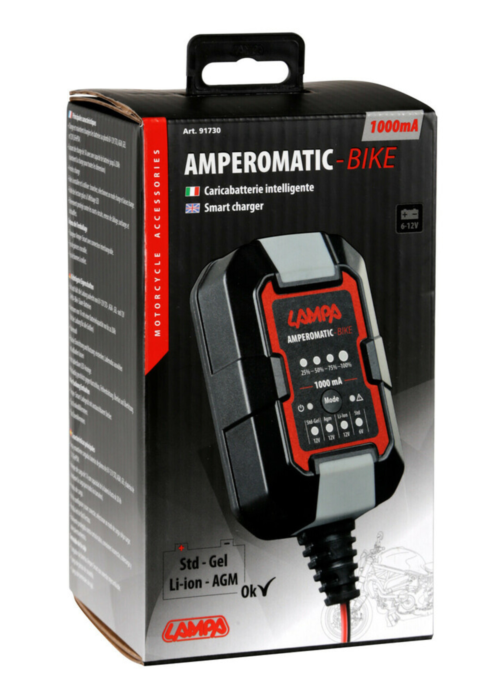 Lampa Amperomatic Bike, smart battery charger, 6/12V - 1A