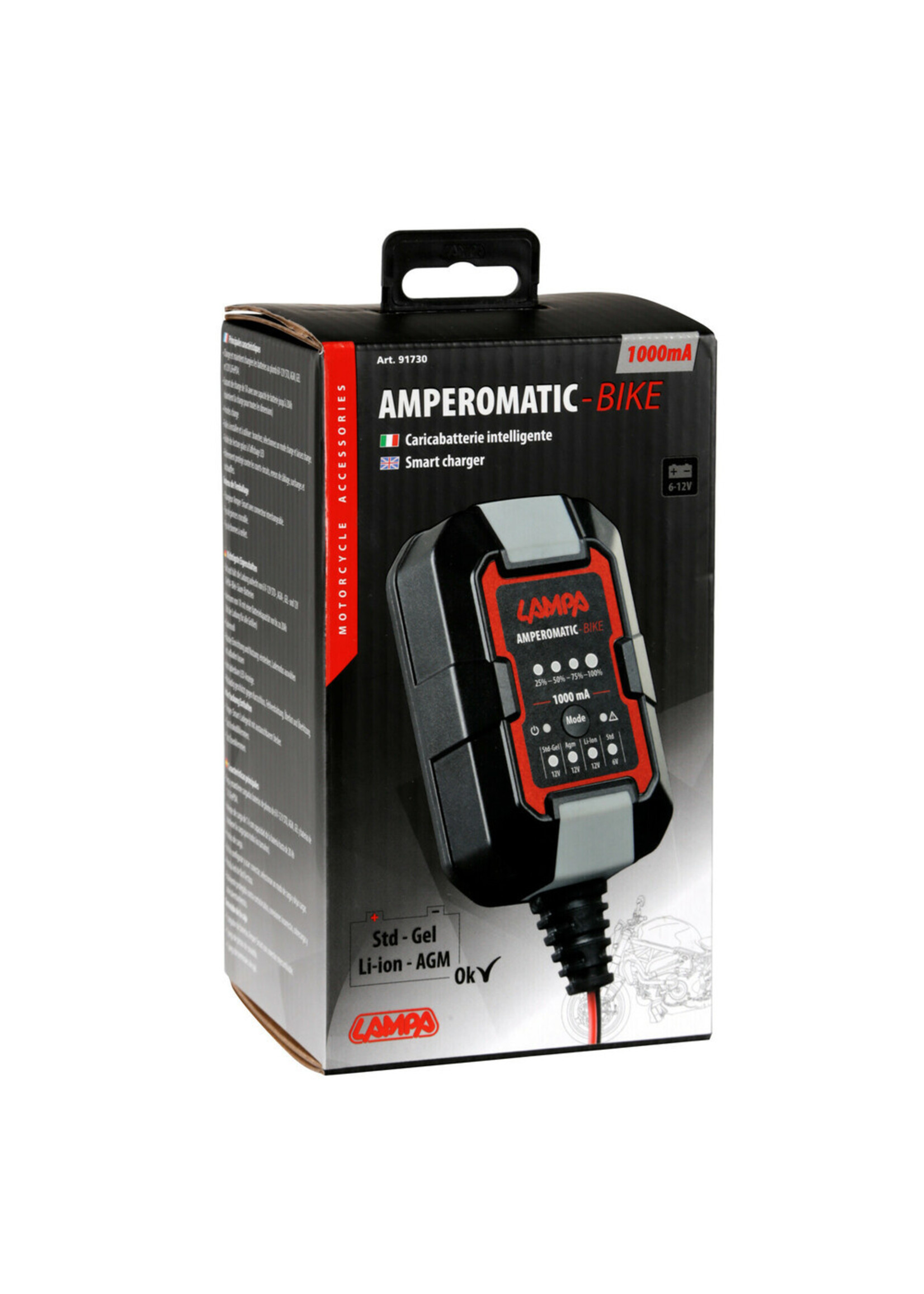 Lampa Amperomatic Bike, smart battery charger, 6/12V - 1A