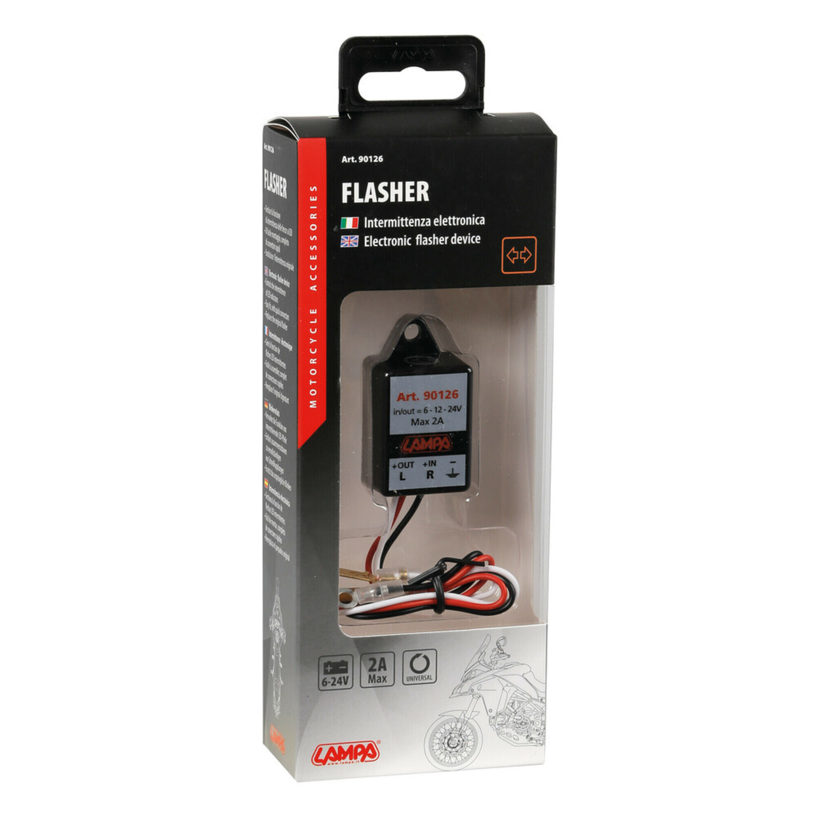 Lampa Flasher, electronic flasher device for Led indicators - 6/12/24V - 2A