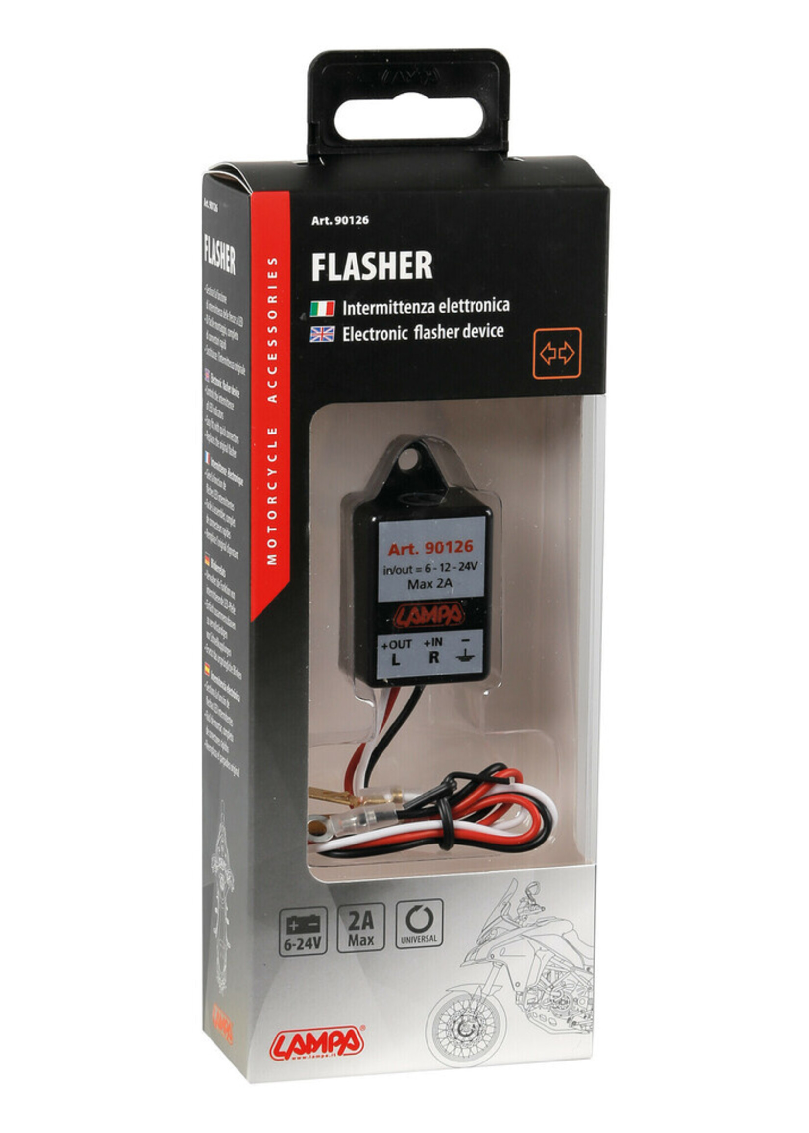 Lampa Flasher, electronic flasher device for Led indicators - 6/12/24V - 2A