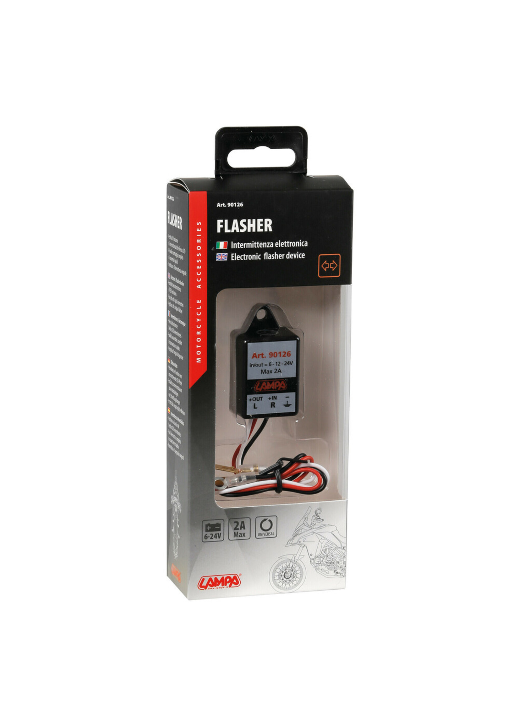 Lampa Flasher, electronic flasher device for Led indicators - 6/12/24V - 2A