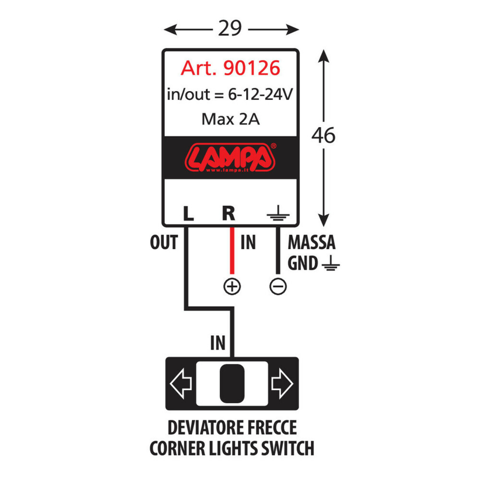 Lampa Elektronische richtingaanwijzerrelais (flasher) voor LED-knipperlichten – 6/12/24 V – 2 A