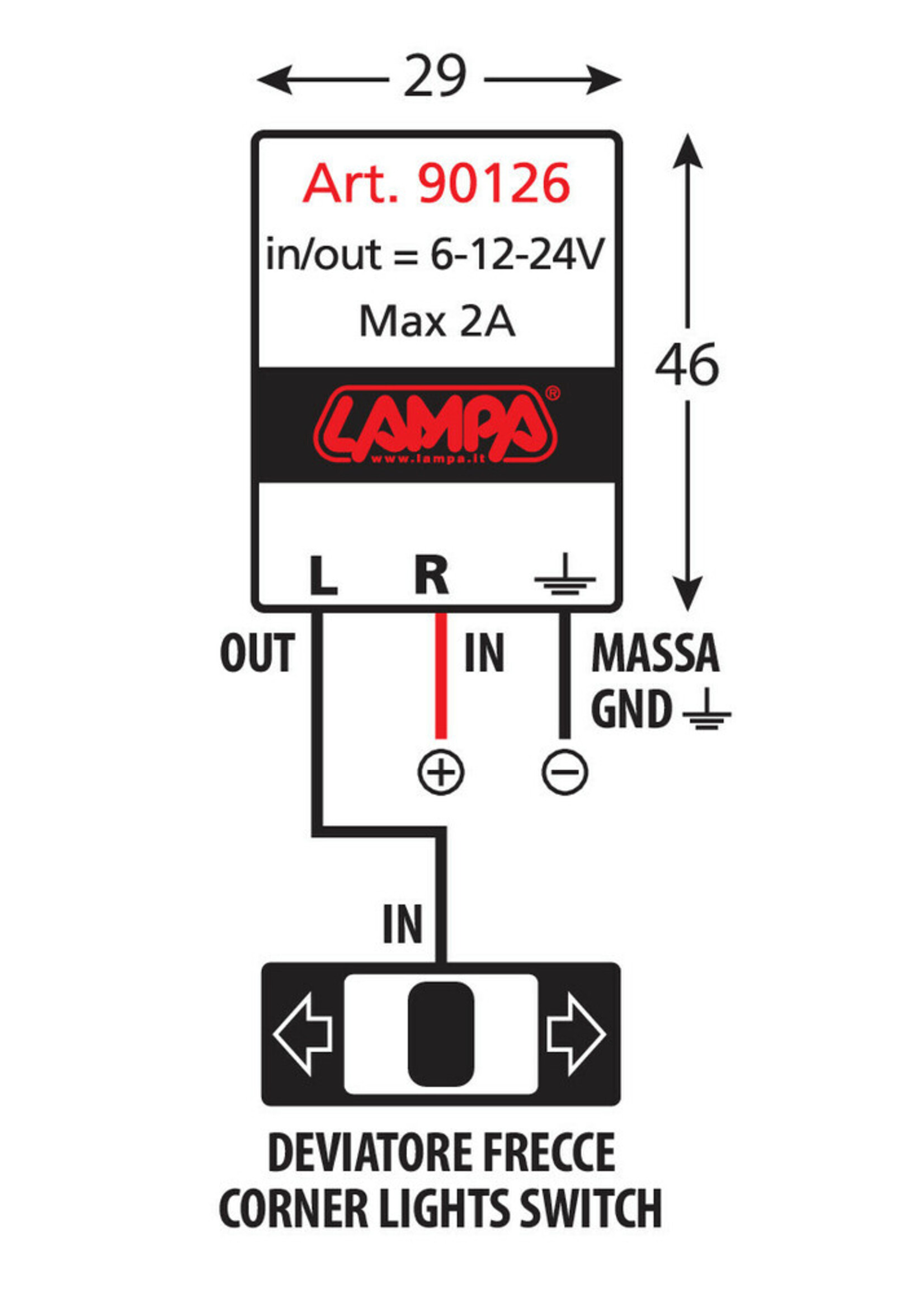Lampa Flasher, electronic flasher device for Led indicators - 6/12/24V - 2A