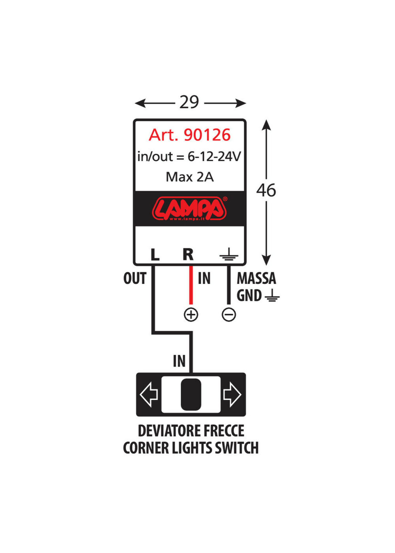 Lampa Flasher, electronic flasher device for Led indicators - 6/12/24V - 2A