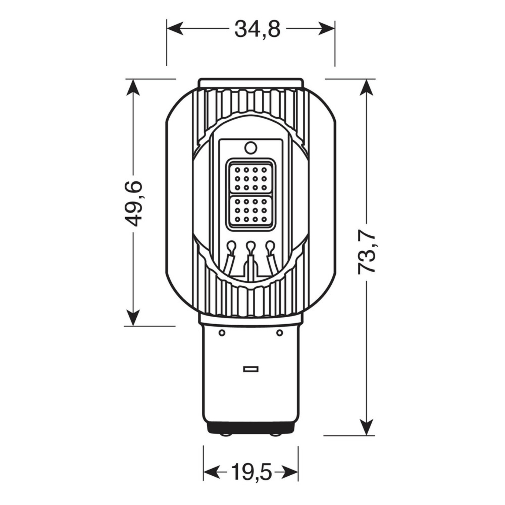 Lampa 9/32V Mega-Led 2 - 2 SMD x 12 chip - (S2) - BA20d