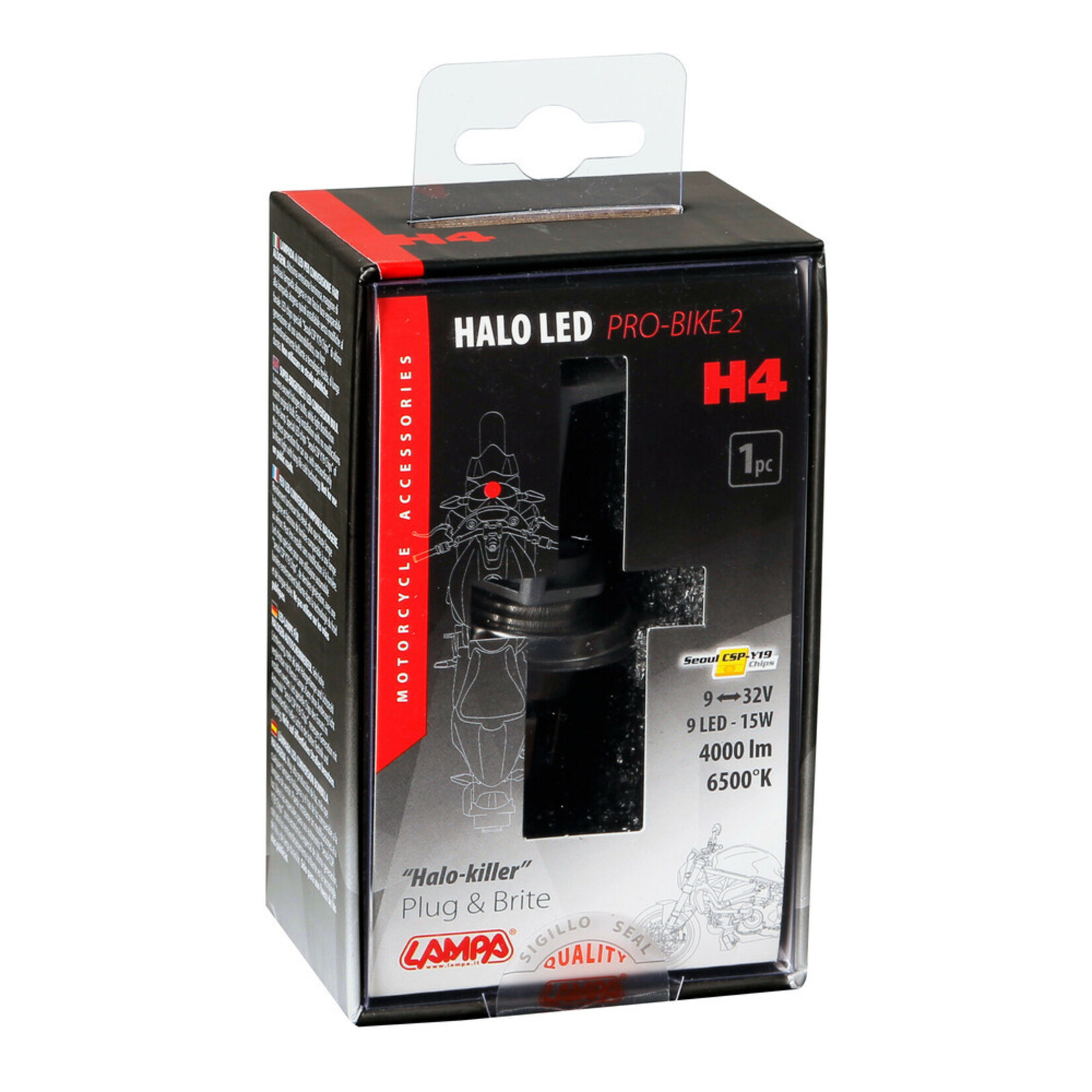 Lampa 9/32V Halo Led Pro-Bike 2 - (H4) - 15W - P43t - 1 pcs - Box