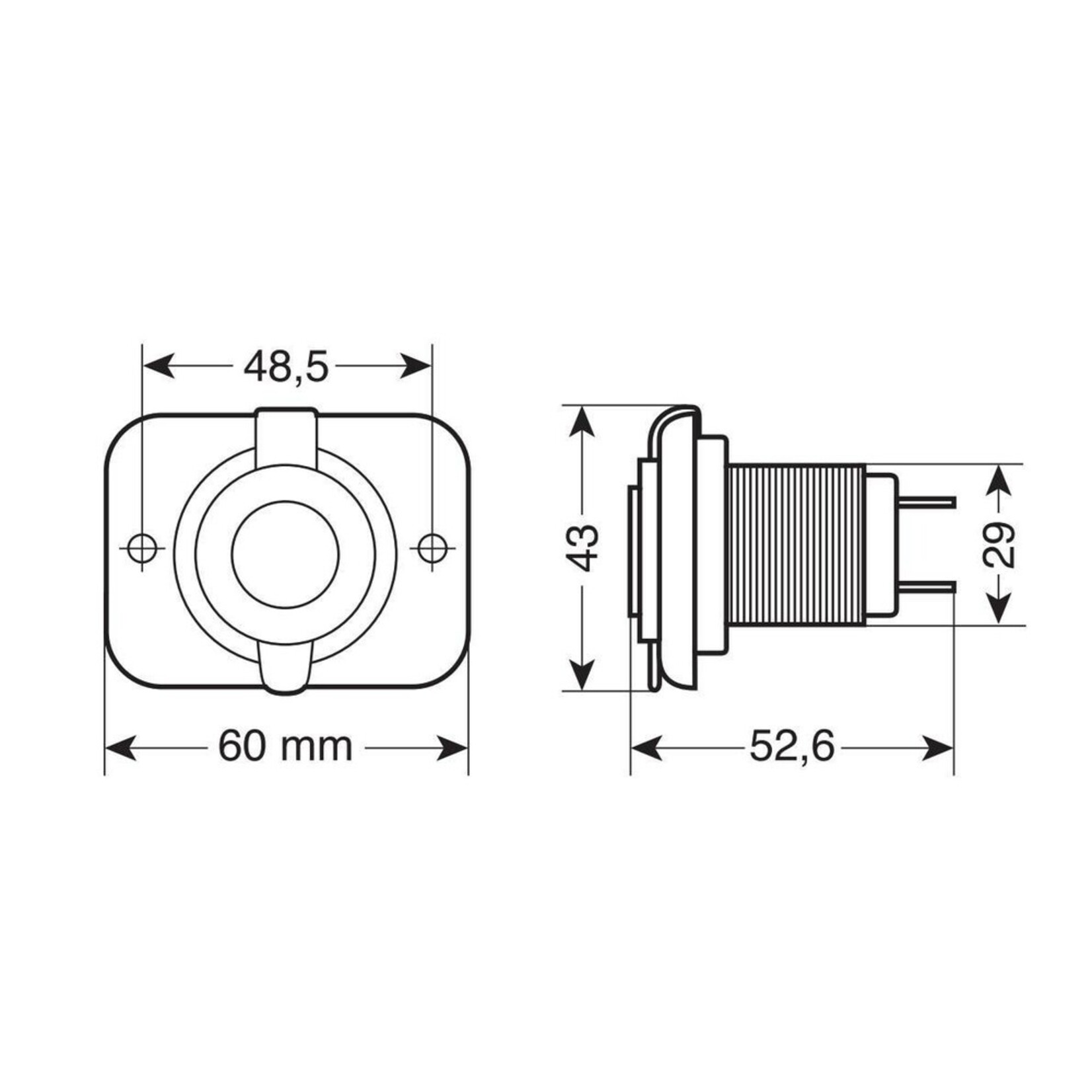 Lampa Inbouw USB-A & USB-C poort 12/24v 3000ma