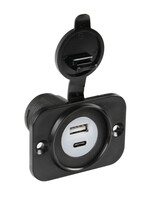 Lampa Ext-12, flush mount double Usb A + Usb C port, 12/24V